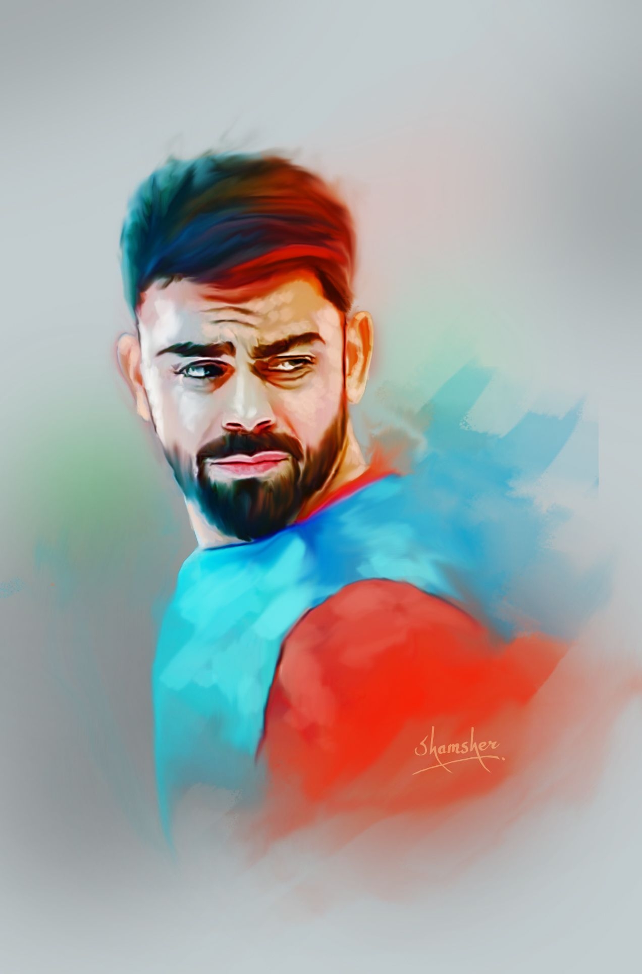 1280x1930 virat kohli. Digital painting portrait, Digital painting photohop, Celebrity drawings, Phone