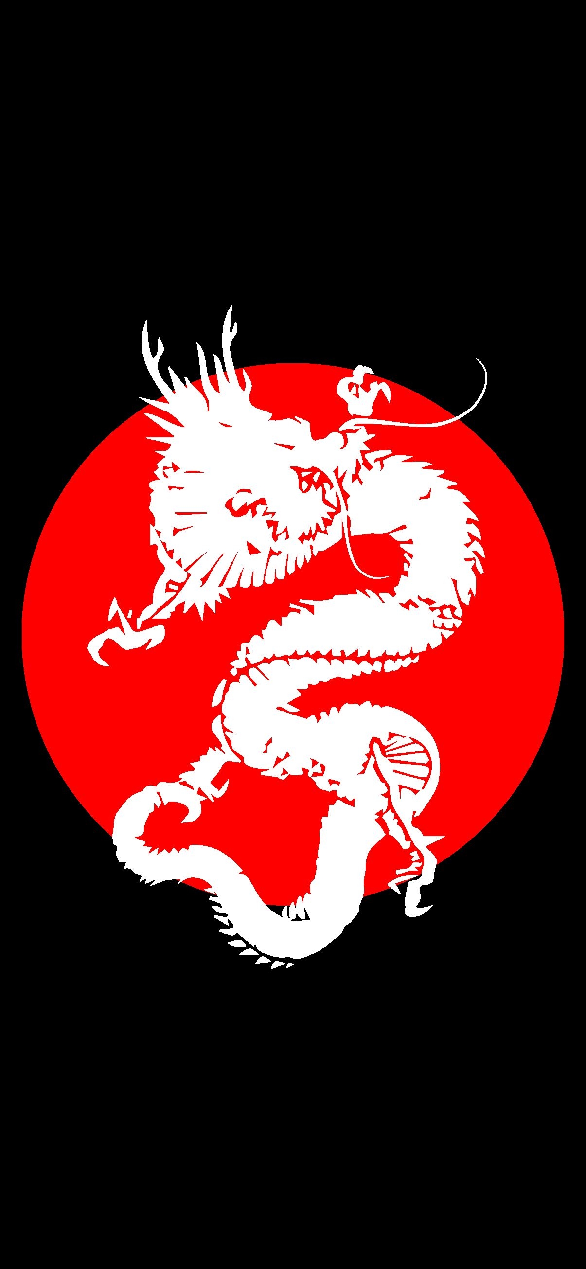 1210x2610 Japanese dragon wallpaper black, Phone