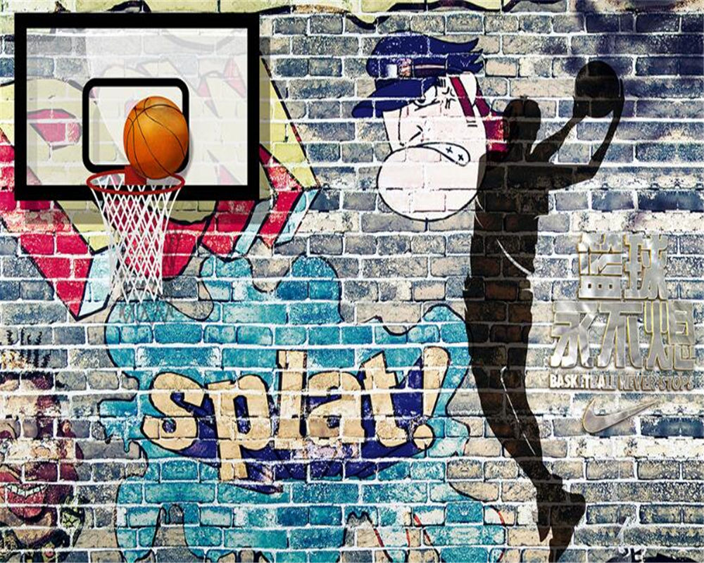 1000x800 Beibehang 3D Wallpaper Basketball Never Extinguish Graffiti Wall Shadow Mural Background Walls Living Room Bedroom Wallpaper, Desktop