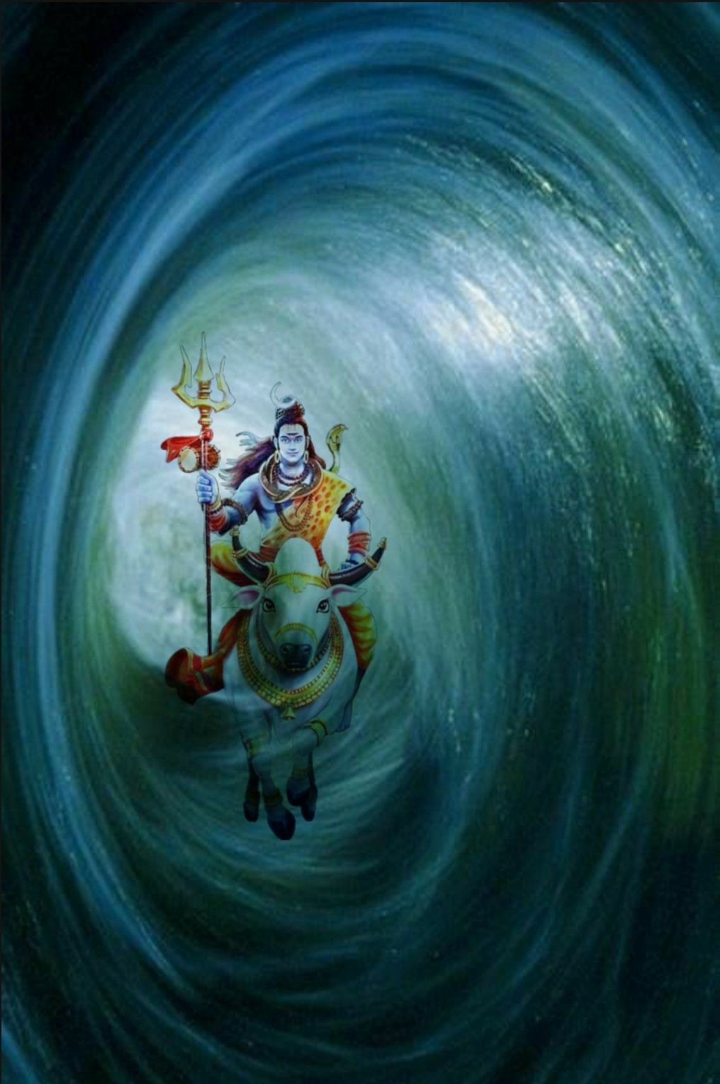 1020x1530 Lord Shiva galloping on Nandi from Black hole of the universe in creative art painting. Lord shiva painting, Shiva lord wallpaper, Hindu art, Phone