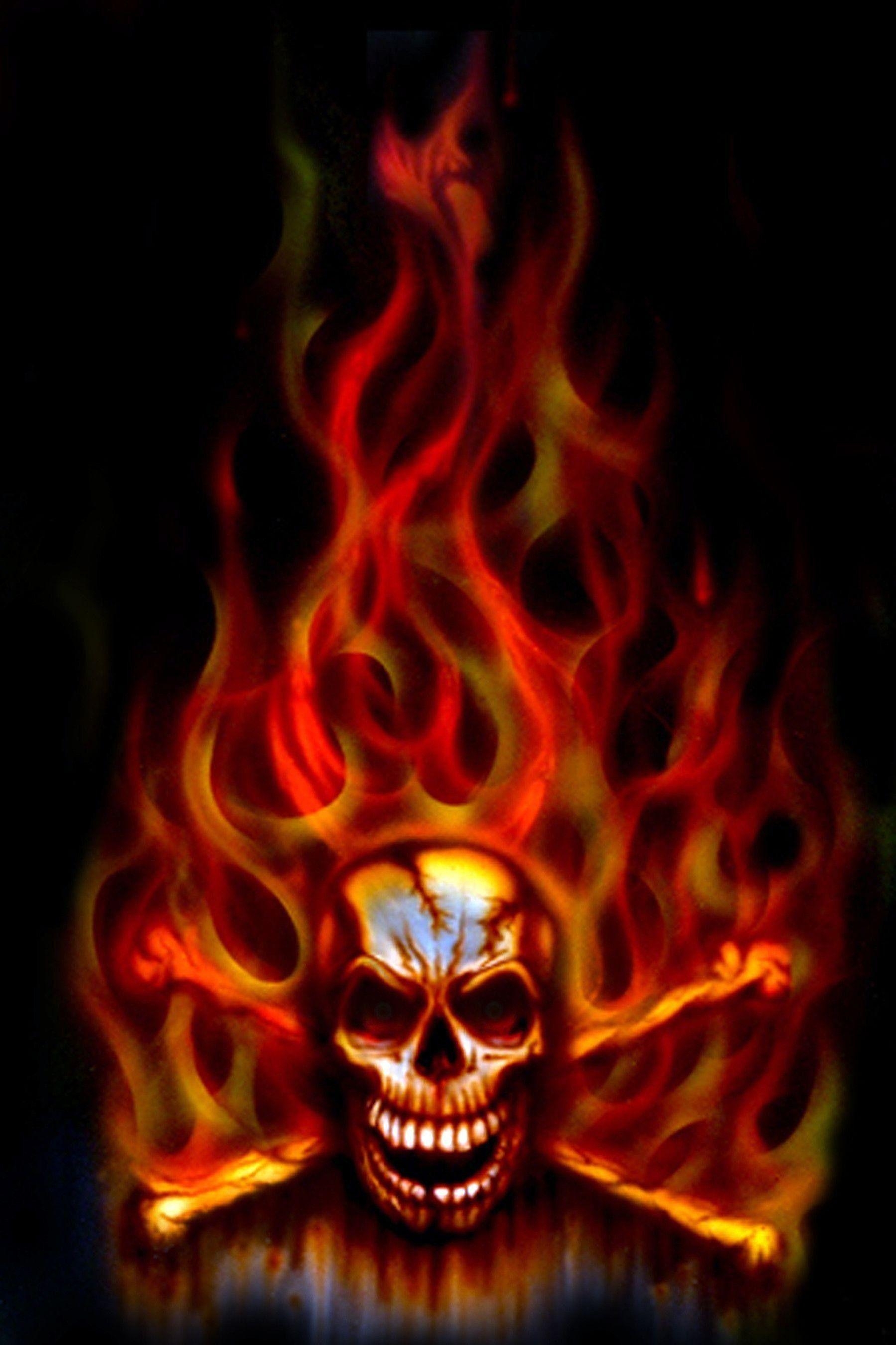 1800x2700 Flaming Skulls Wallpaper, Phone