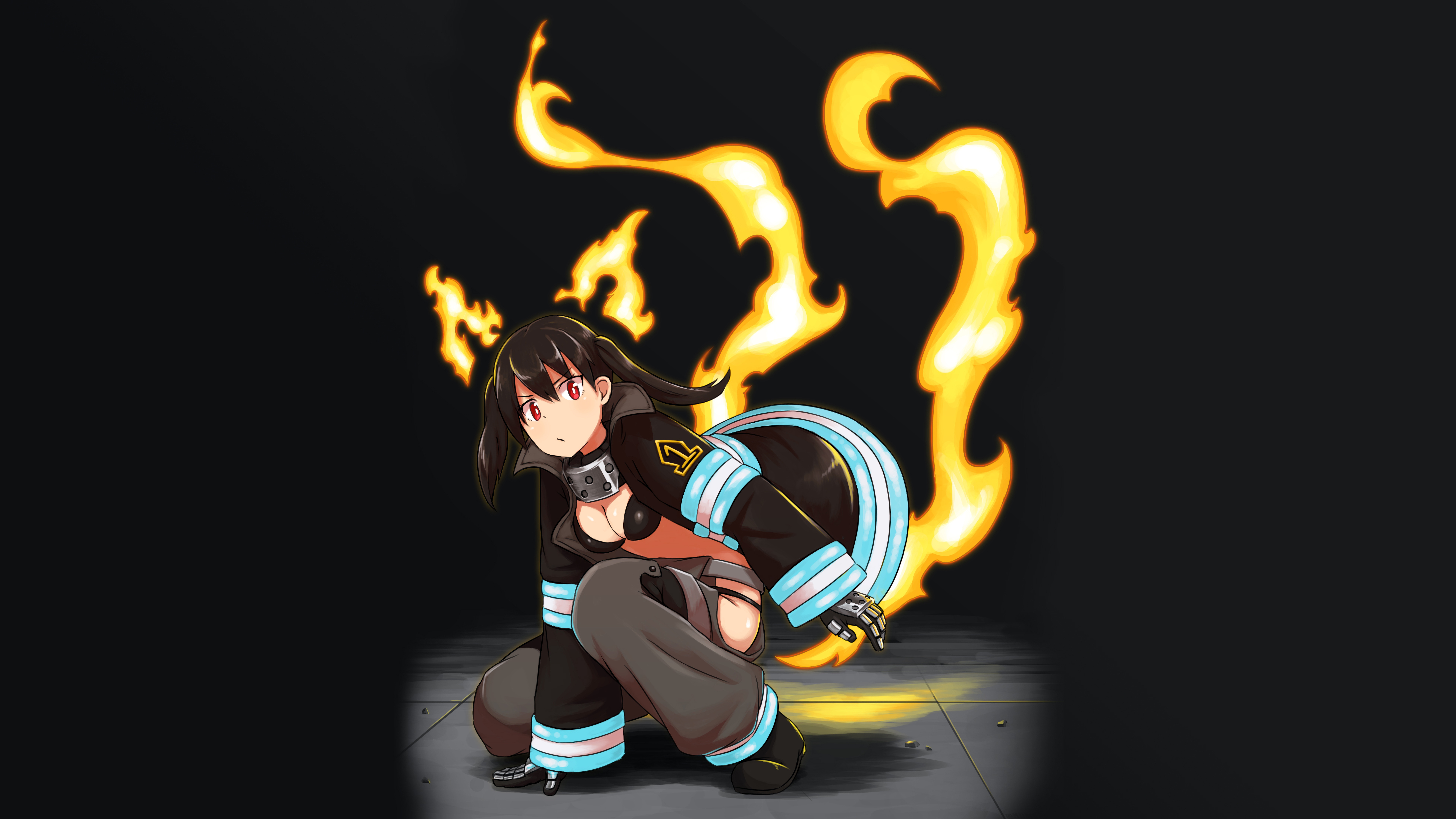 7680x4320 Fire Force Tamaki Kotatsu Flame 8K Wallpaper, Desktop