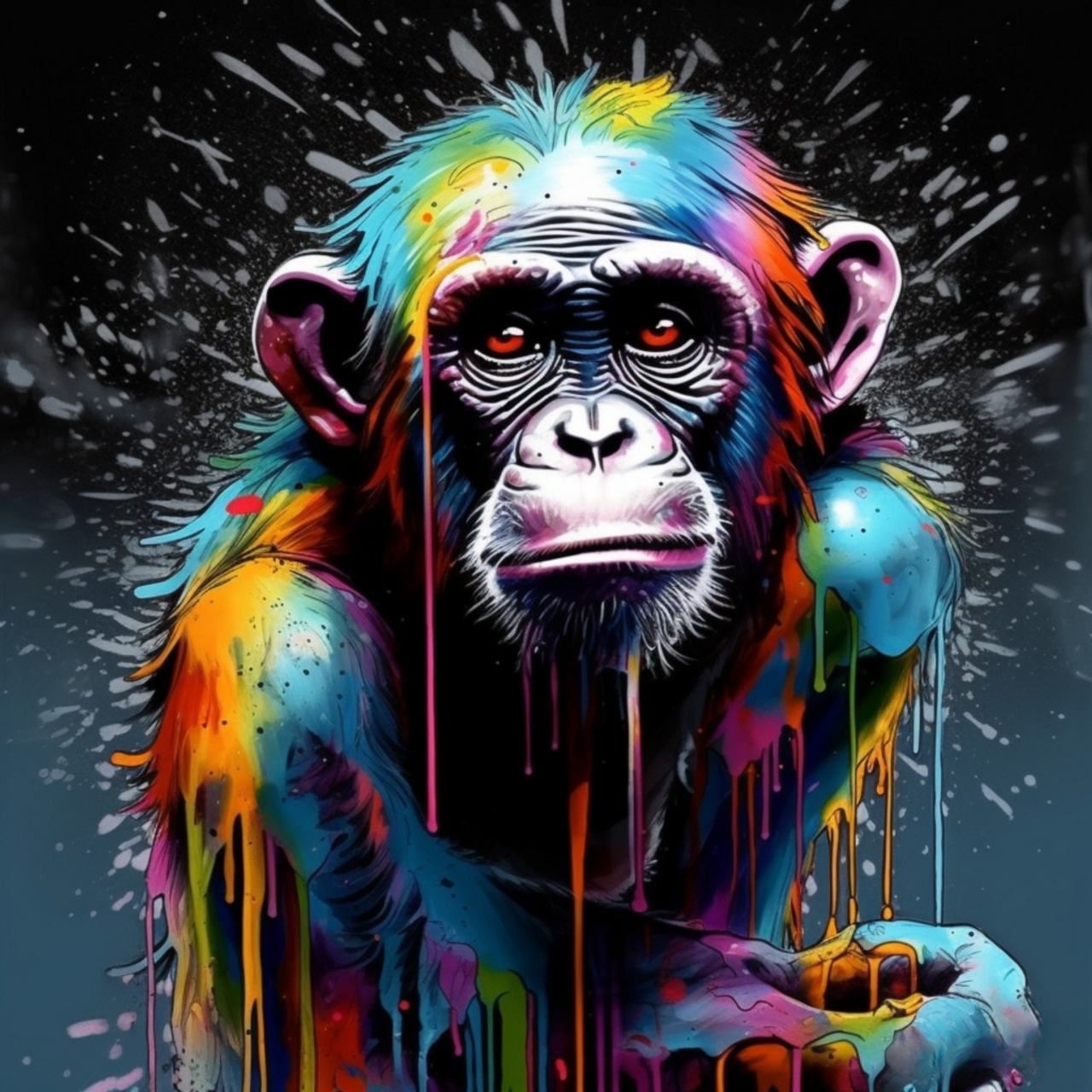 1280x1280 5D Diamond Painting Dripping Paint Monkey Kit, Phone