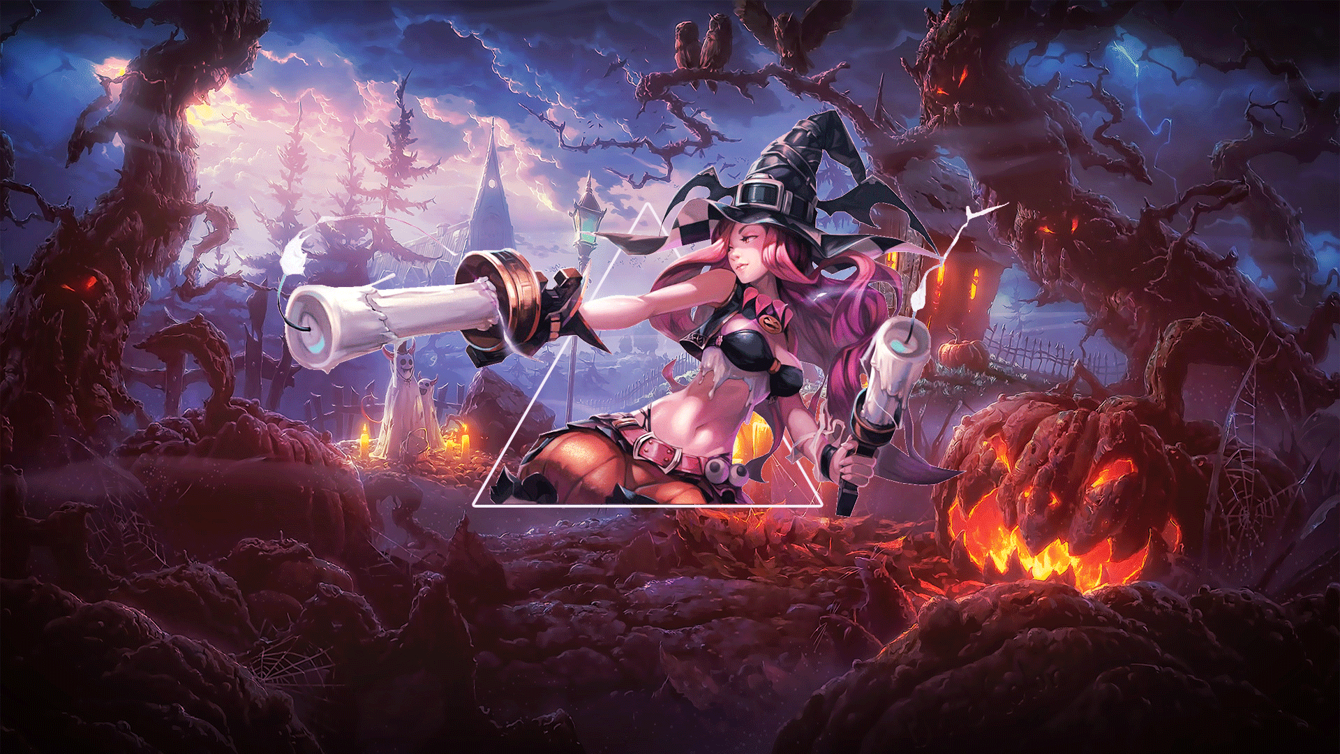 1920x1080 Wallpaper, League of Legends, Miss Fortune League of Legends, Video Game Art, PC gaming, anime, Halloween, Desktop