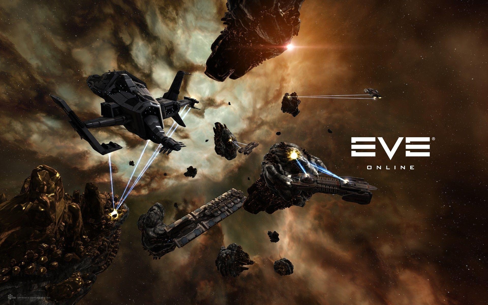 1920x1200 EVE Online, Space, Spaceship, Mining, Caldari, Video Games, Desktop