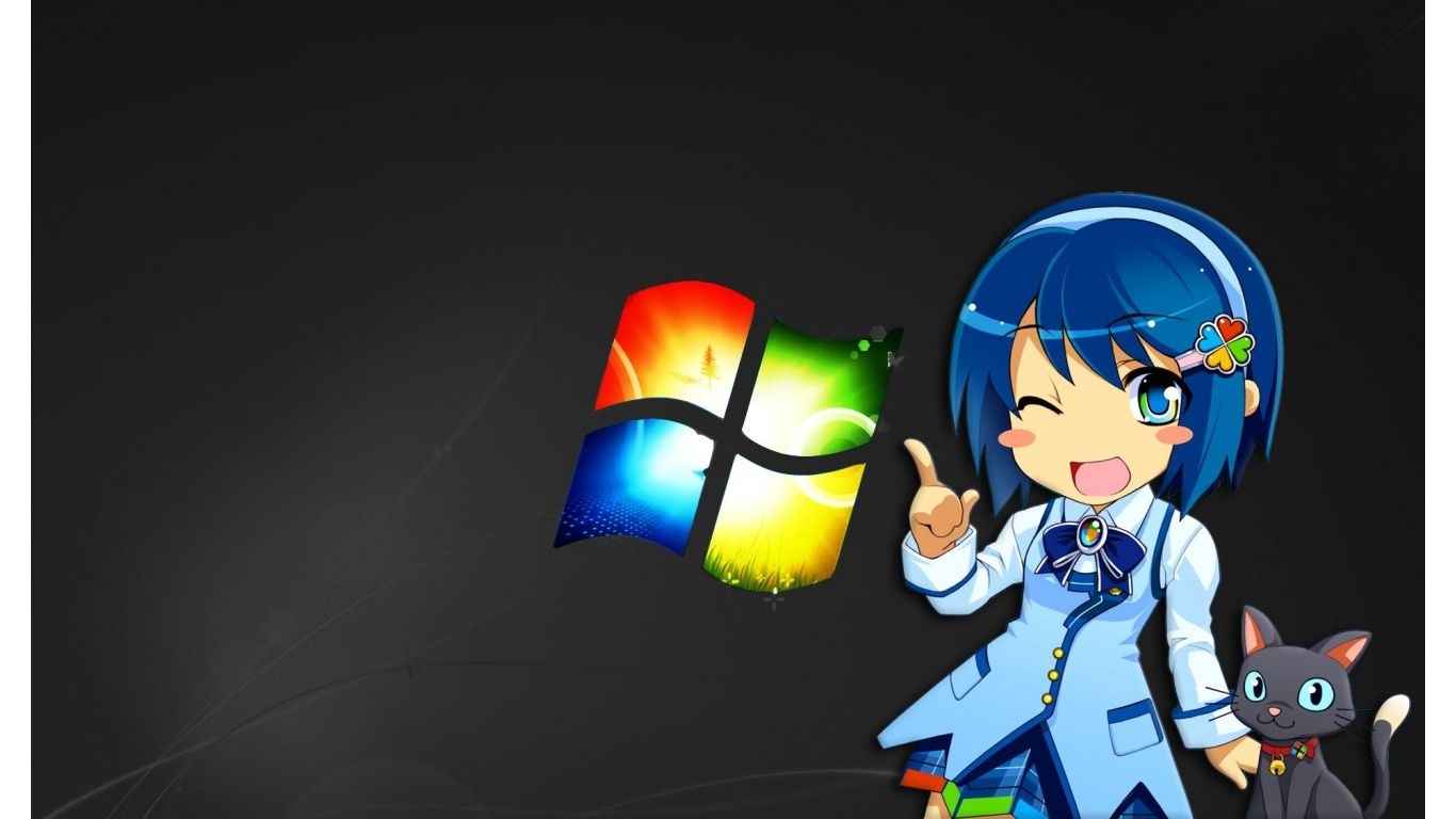 1370x770 Anime Windows Girl Wallpaper, Desktop