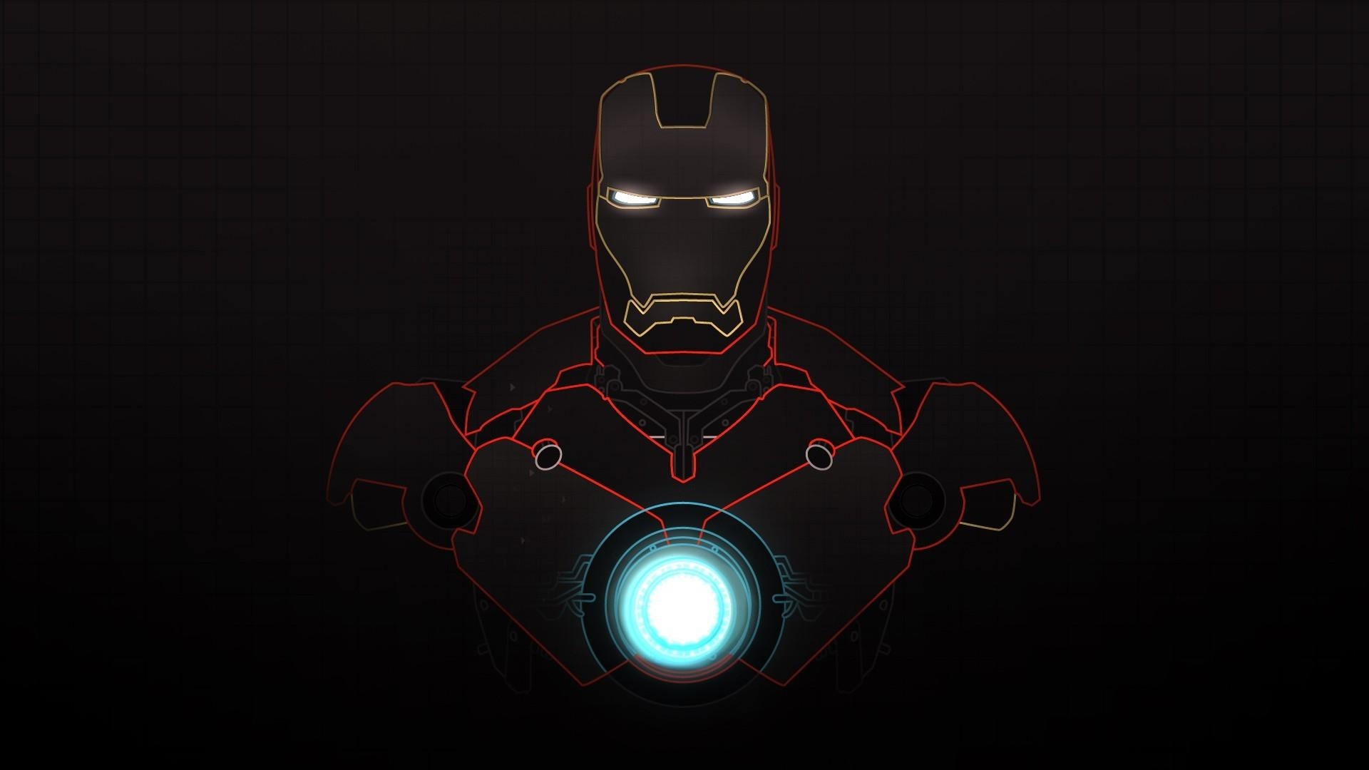 1920x1080 Iron Man, Dark background, Superhero, Grid, Glowing, Desktop