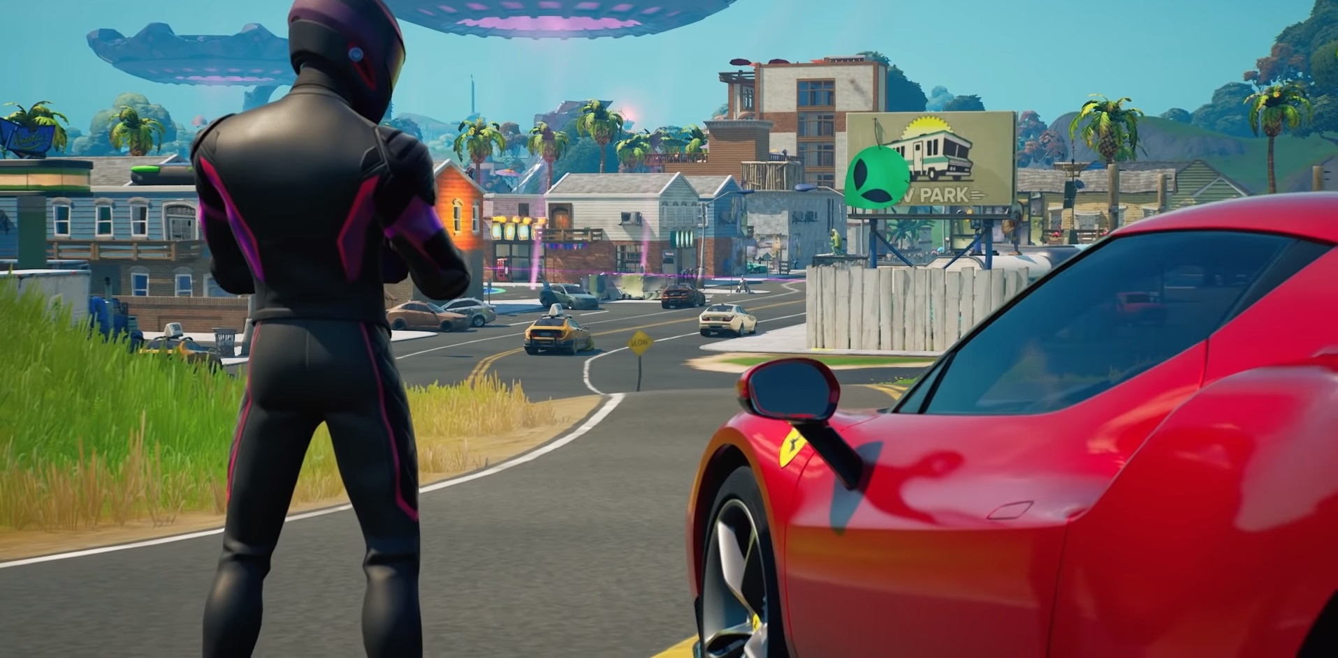 1920x950 Fortnite's Newest Driveable Car is a Ferrari 296 GTB, Dual Screen