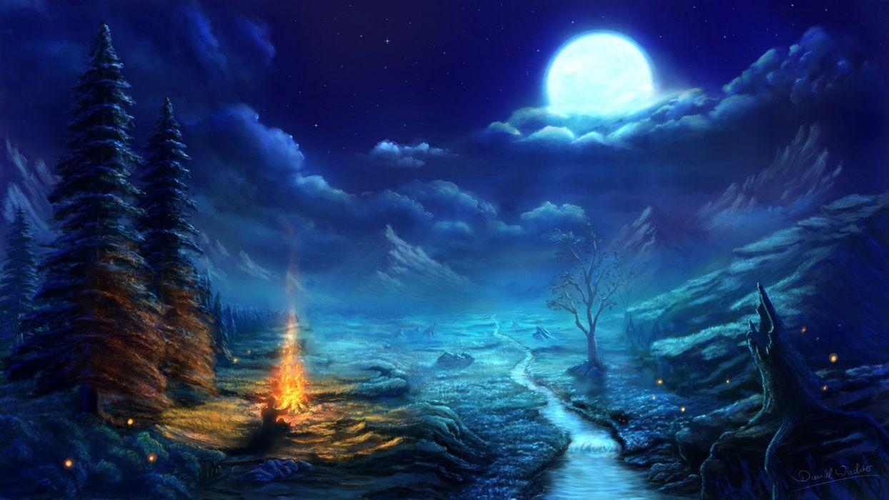 1250x700 Anime night scene amazing resolution moon wallpaperx1080, Desktop