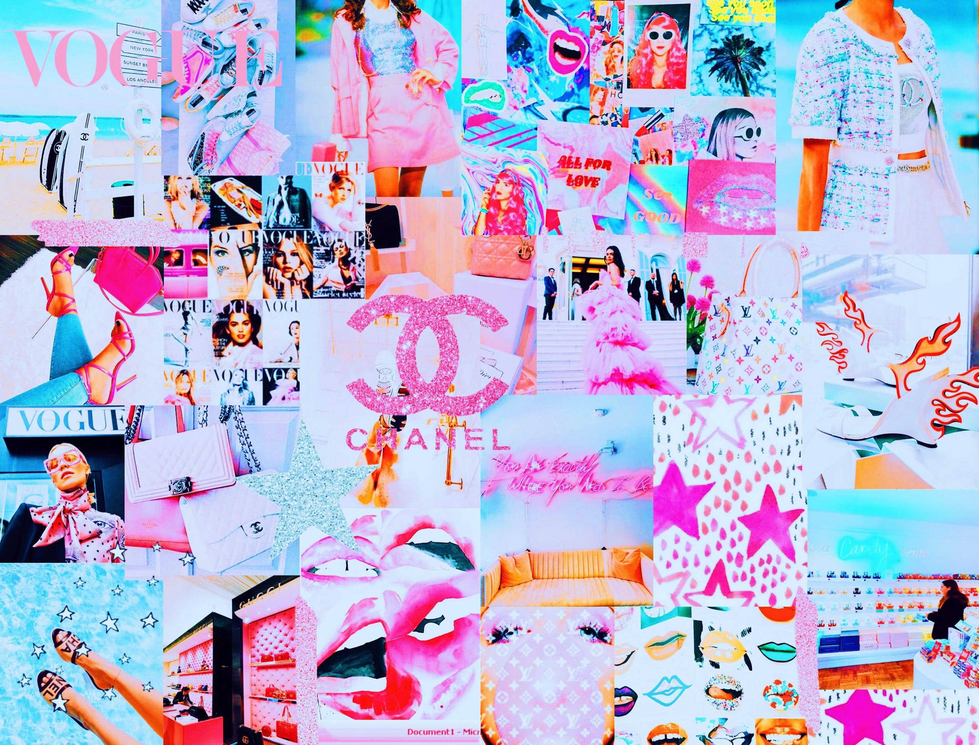 1920x1470 Download Pink Preppy Fashion Collage Wallpaper, Desktop