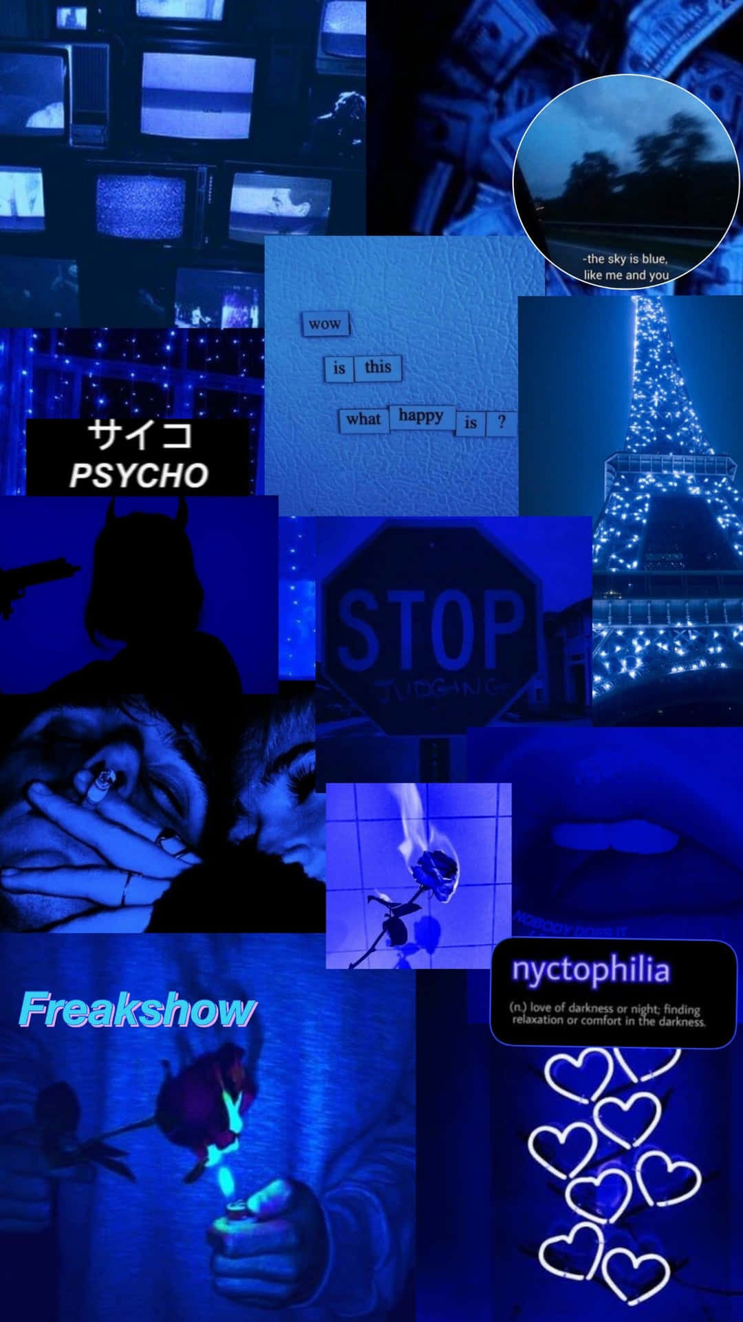 1080x1920 Download Aesthetic Blue Psycho Collage picture, Phone