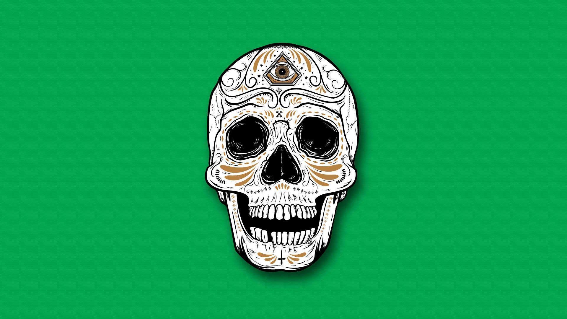 1920x1080 Day Of The Dead Skull Green HD Desktop Wallpaper Background download, Desktop