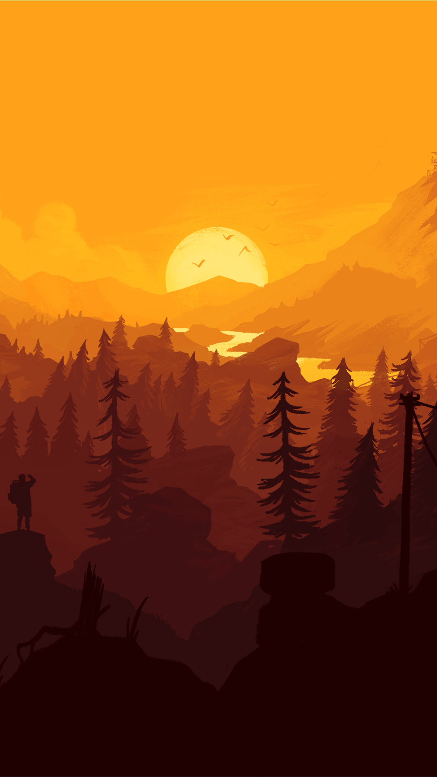 900x1600 I made a firewatch theme for my mobile, with wallpaper that, Phone