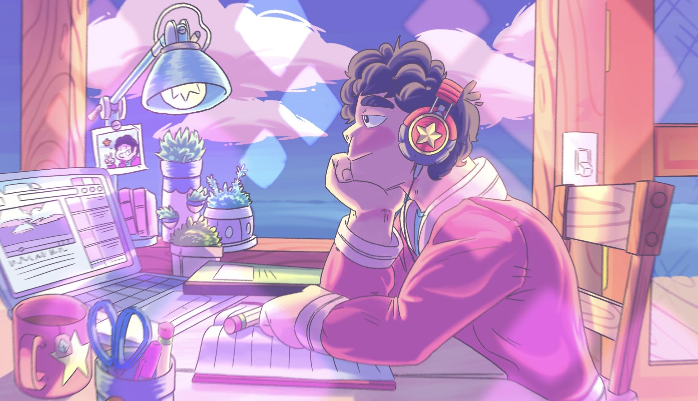 2250x1300 Lofi hip hop girl who (Art by me), Desktop