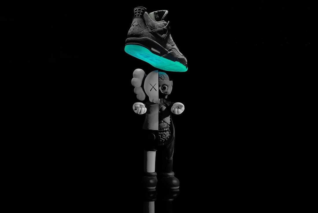 1100x740 A Closer Look At The KAWS X Air Jordan 4 Glowing Sole, Desktop