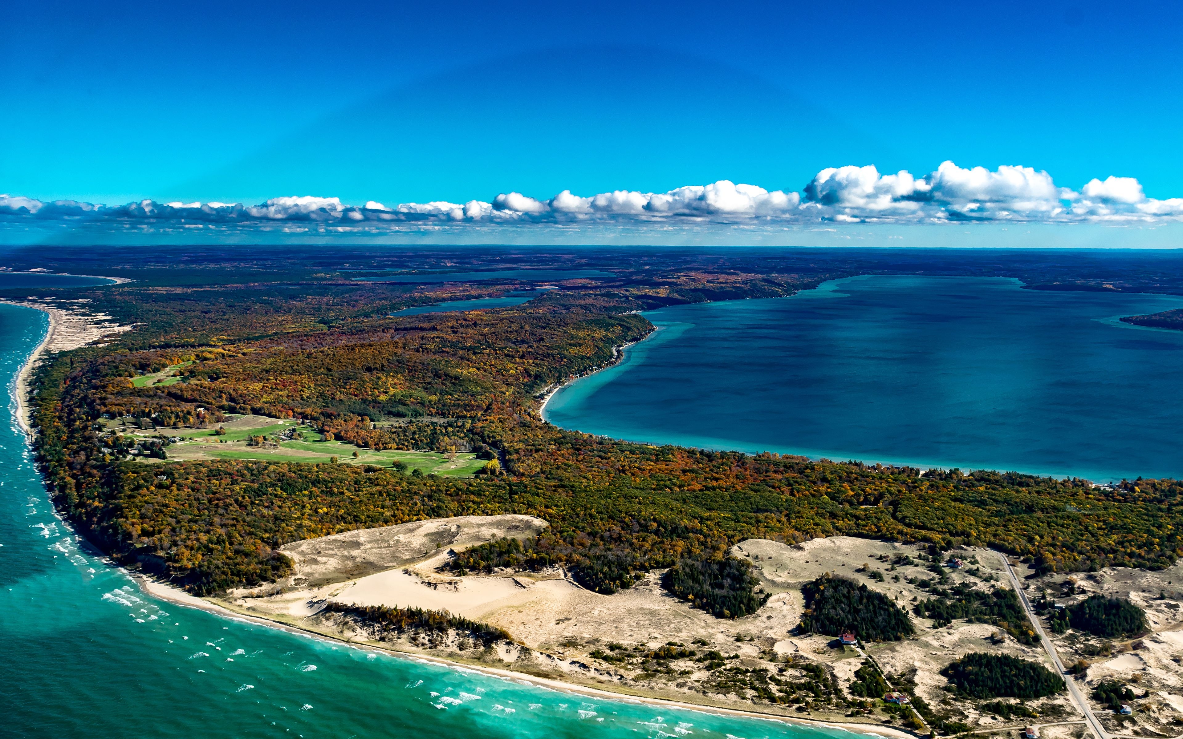 3840x2400 Image USA Crystal Lake Michigan Nature Scenery Coast, Desktop