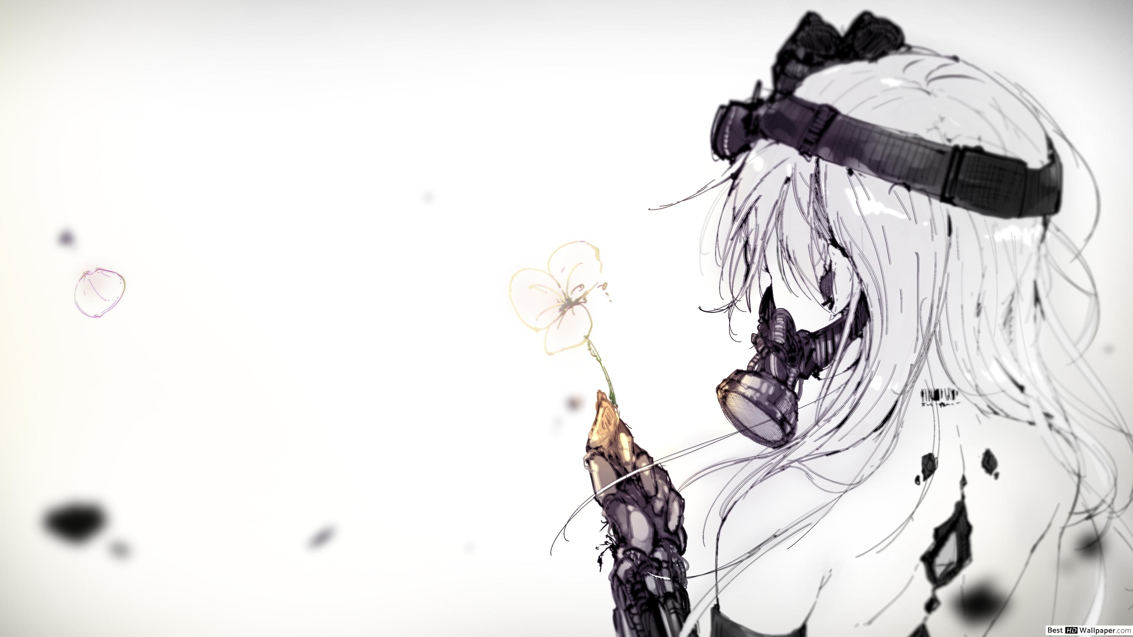 3840x2160 Anime girl with a mask HD wallpaper download, Desktop