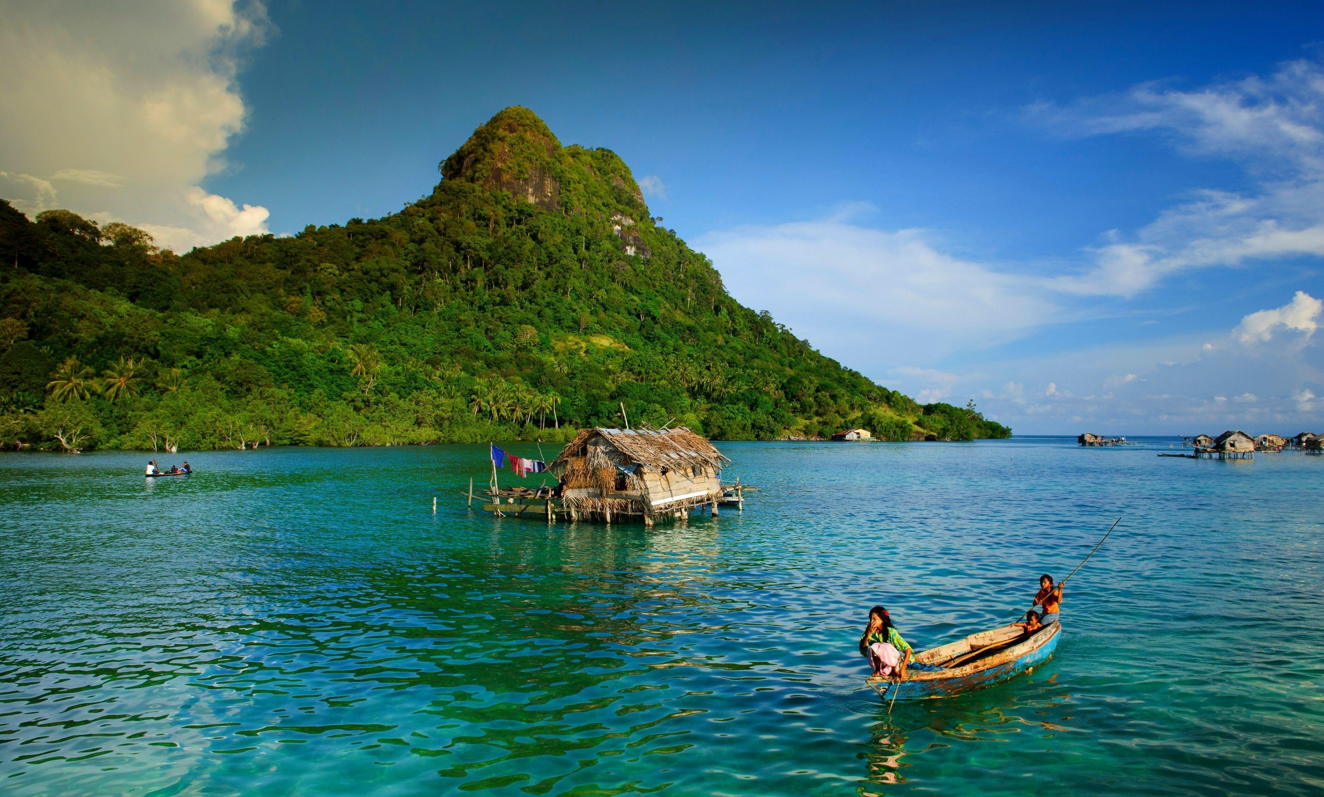 4260x2570 nature, Landscape, Island, Boat, Indonesia, Children, Sea, Desktop