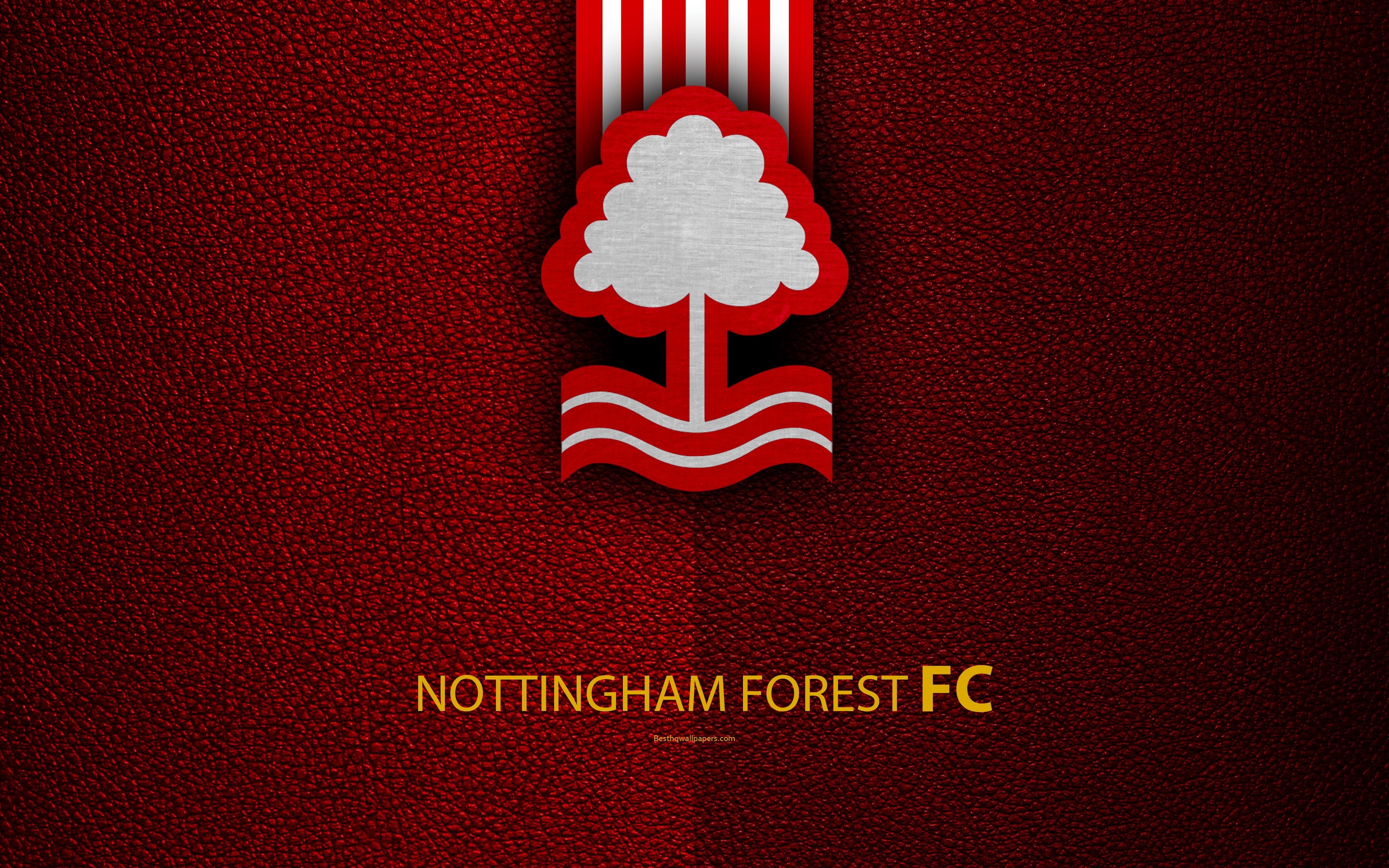 3840x2400 Download wallpaper Nottingham Forest FC, 4K, English Football Club, logo, Football League Championship, leather texture, Nottingham, UK, EFL, football, Second English Division for desktop with resolution. High Quality HD picture wallpaper, Desktop