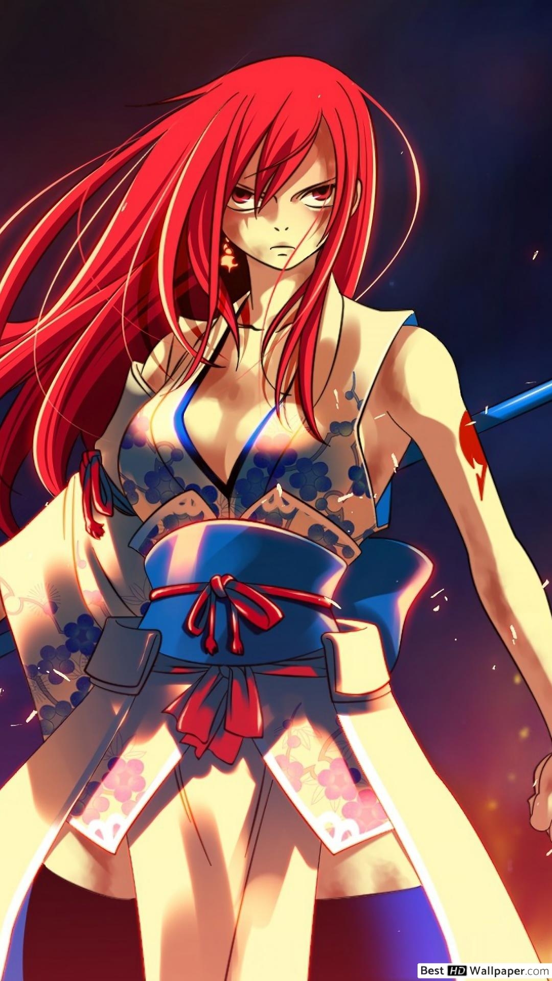 1080x1920 Fairy Tail Scarlet Kimono HD wallpaper download, Phone