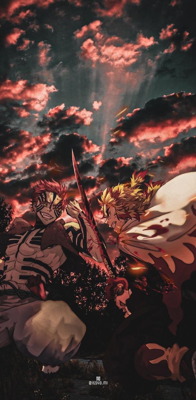 630x1280 Rengoku vs akaza wallpaper, Phone