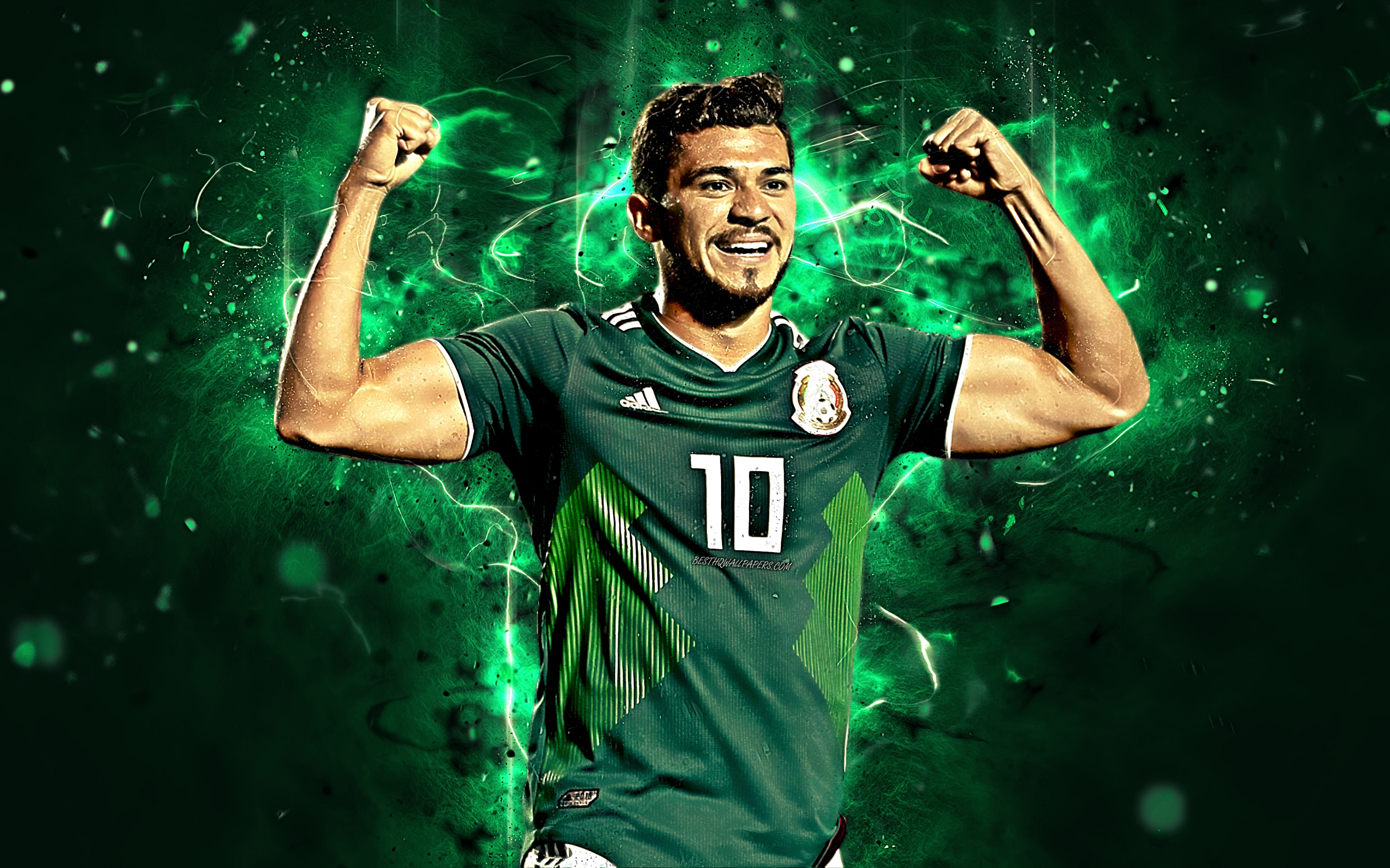 2880x1800 Download wallpaper Henry Martin, abstract art, Mexico National Team, soccer, footballers, Martin, neon lights, Mexican football team for desktop with resolution. High Quality HD picture wallpaper, Desktop