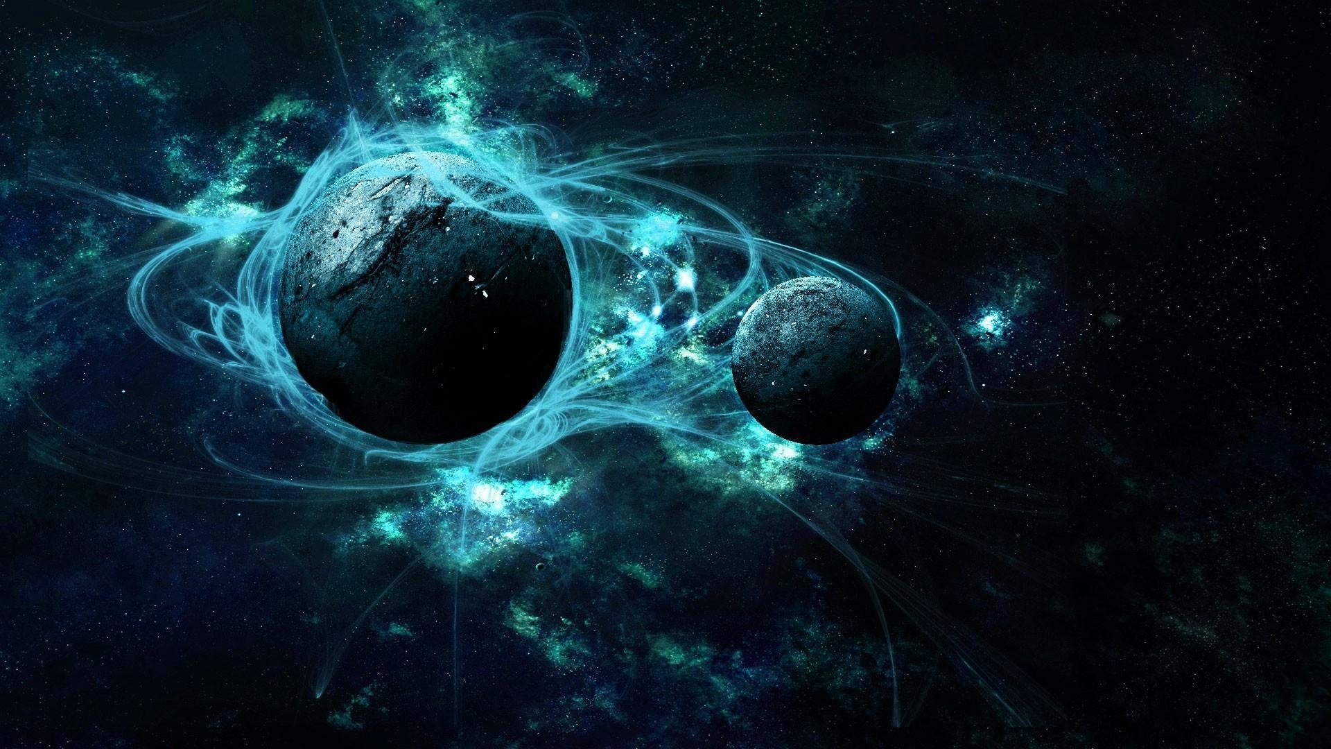 1920x1080 Blue outer space solar system planets nebulae art wallpaper, Desktop