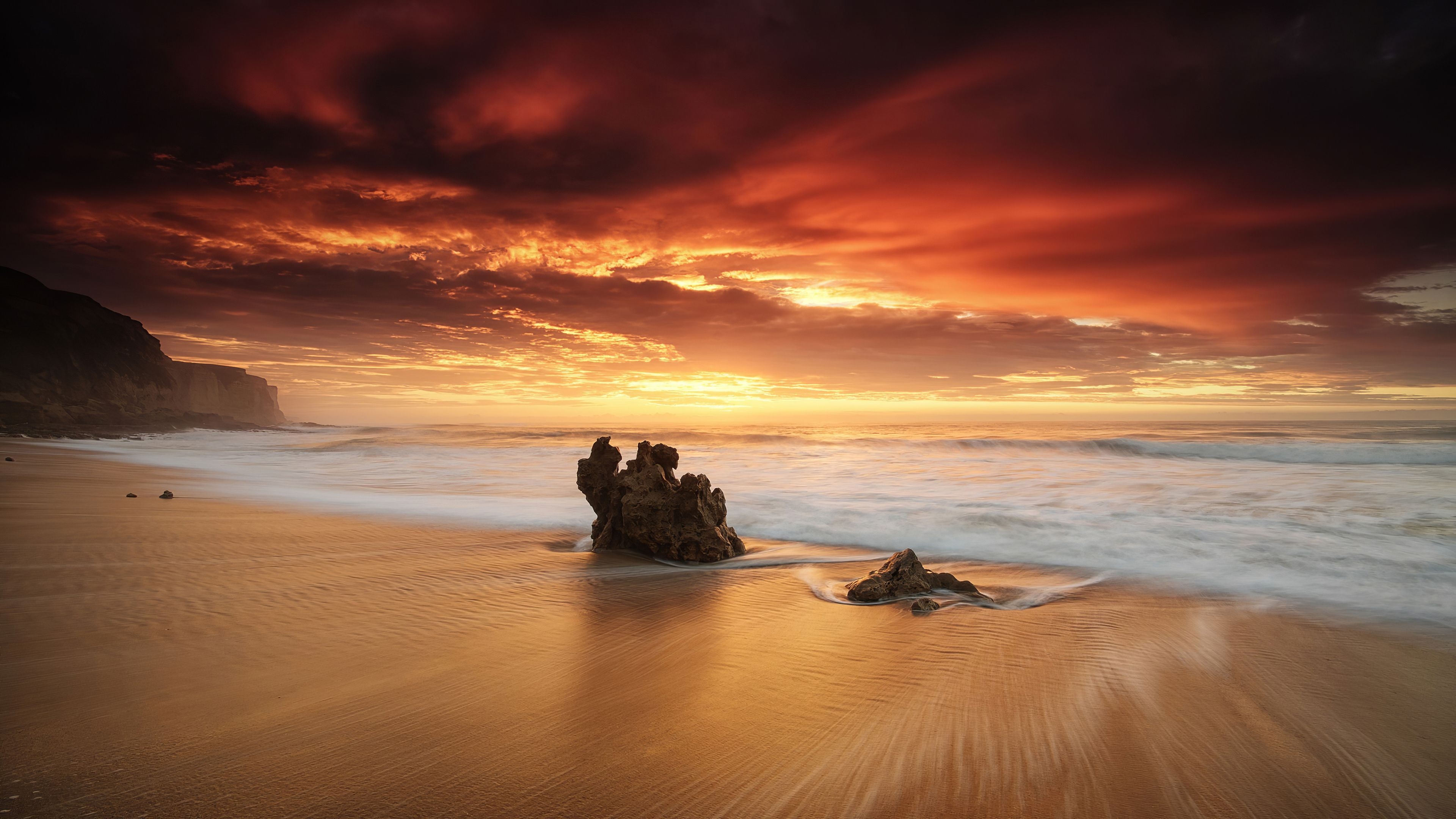 3840x2160 Long Exposure Beach Waves 4k, HD Nature, 4k Wallpaper, Image, Background, Photo and Picture, Desktop