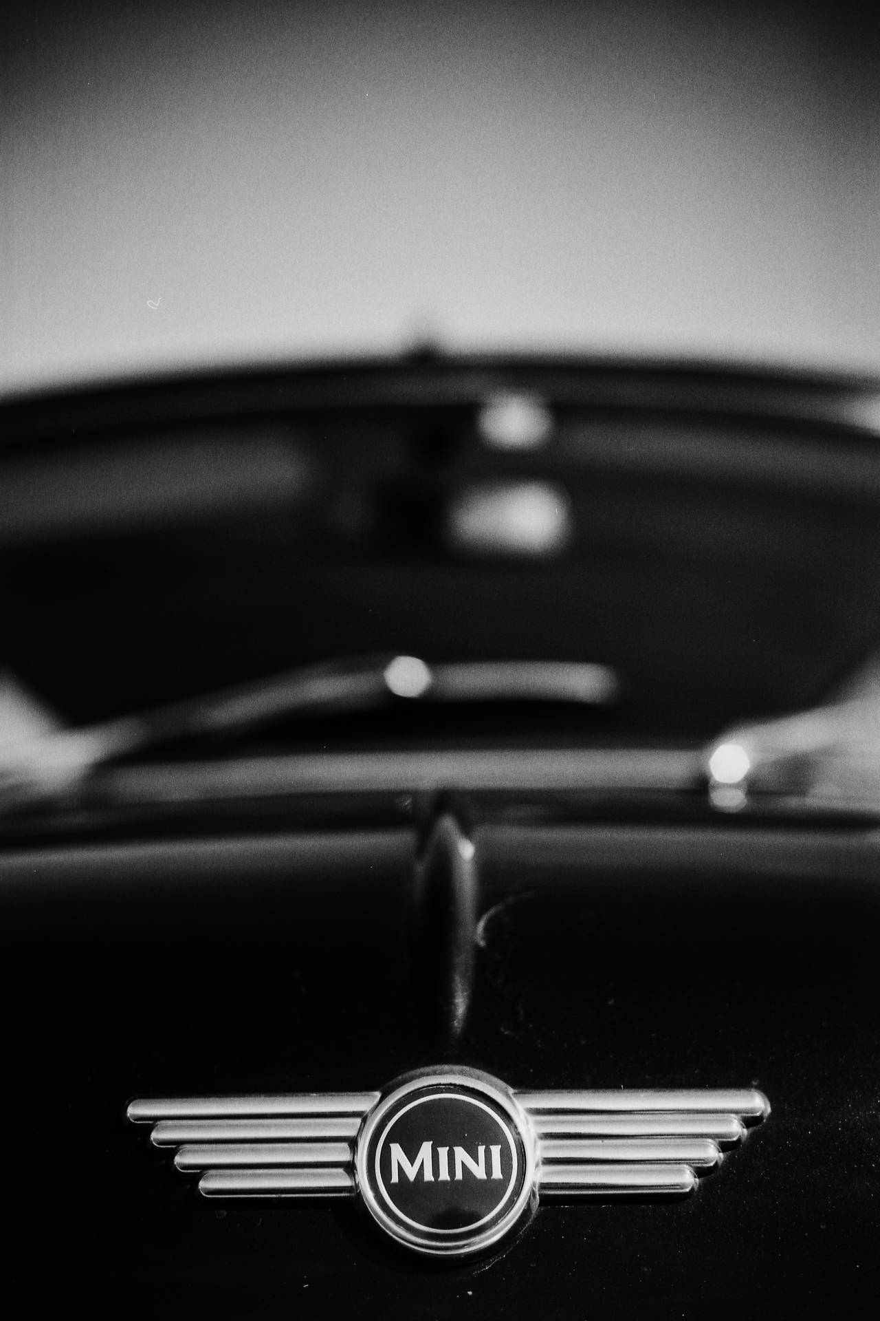 1280x1920 Download Grayscale Mini Cooper Logo Wallpaper, Phone