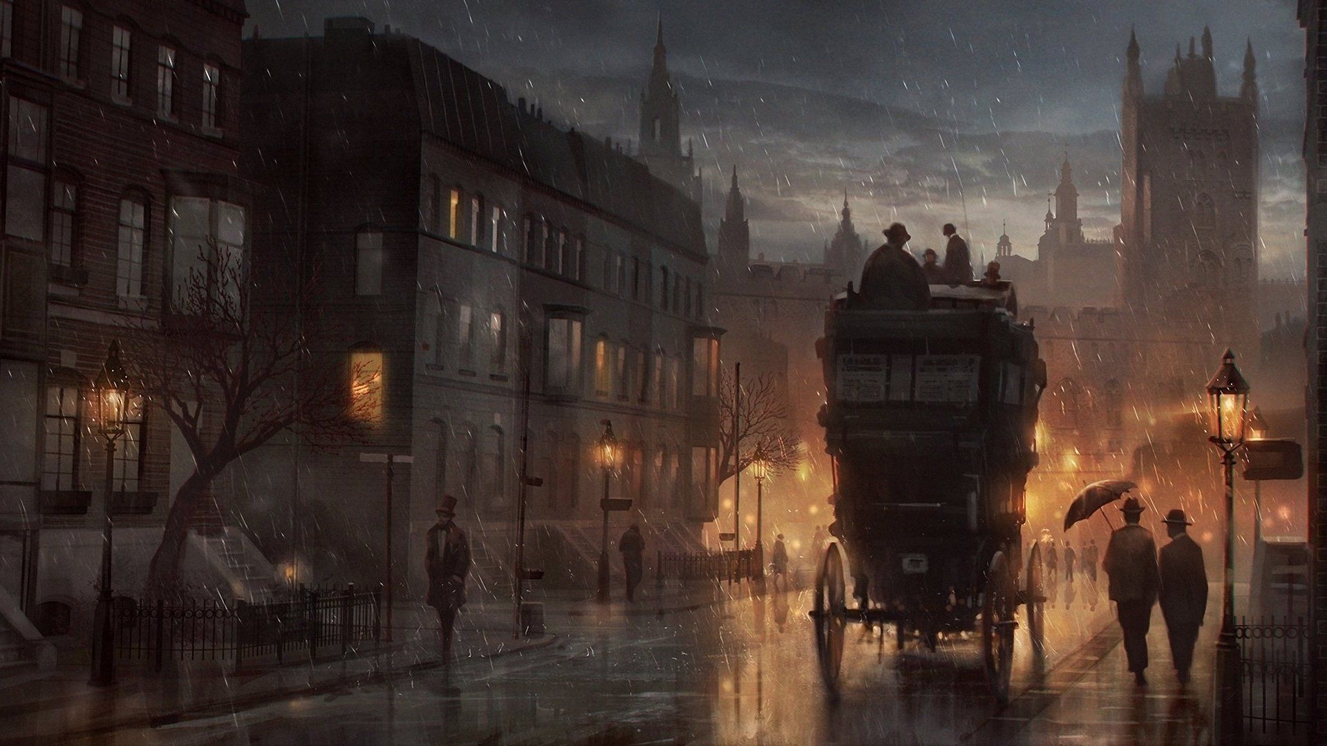 1920x1080 Painting London rainy old London wallpaperx1080, Desktop