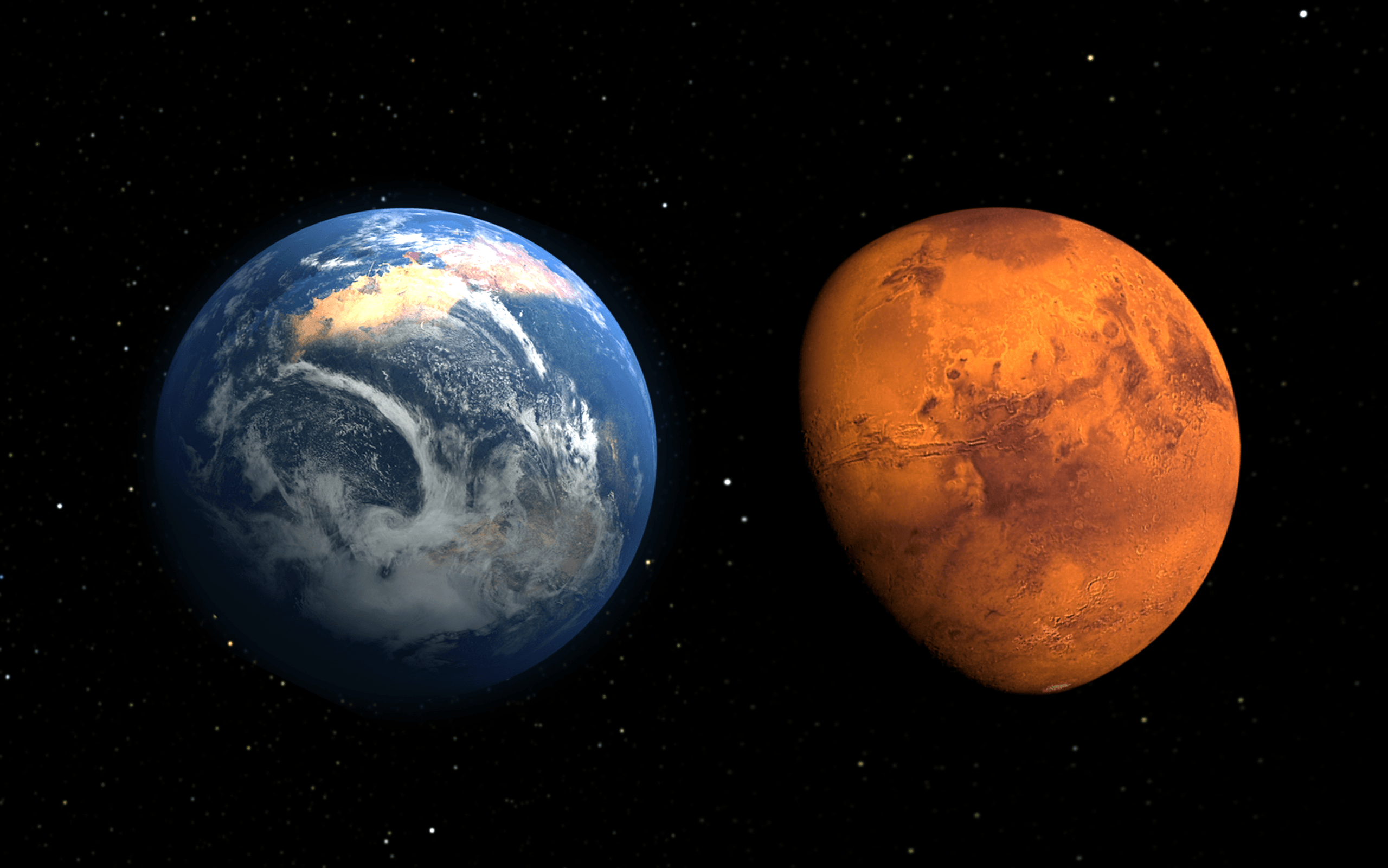 2560x1600 Earth And Mars Compare HD Wallpaper, Wallpaper13.com, Desktop