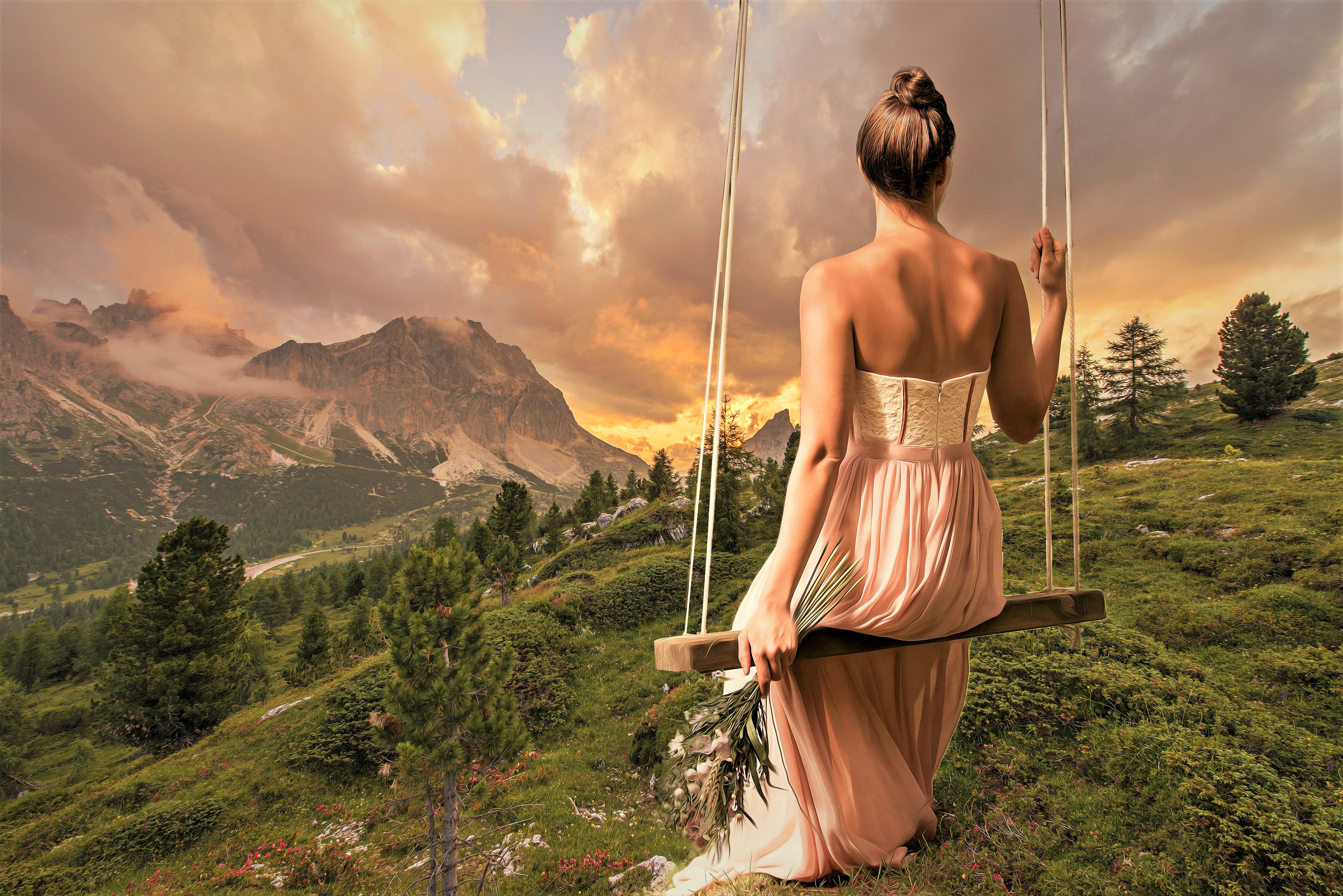 4500x3010 Beautiful, Peaceful, 4K, Dream, Landscape, Woman Gallery HD Wallpaper, Desktop