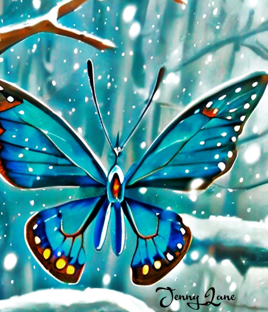 1050x1220 The Miracle of the Blue Winter Butterfly., Phone