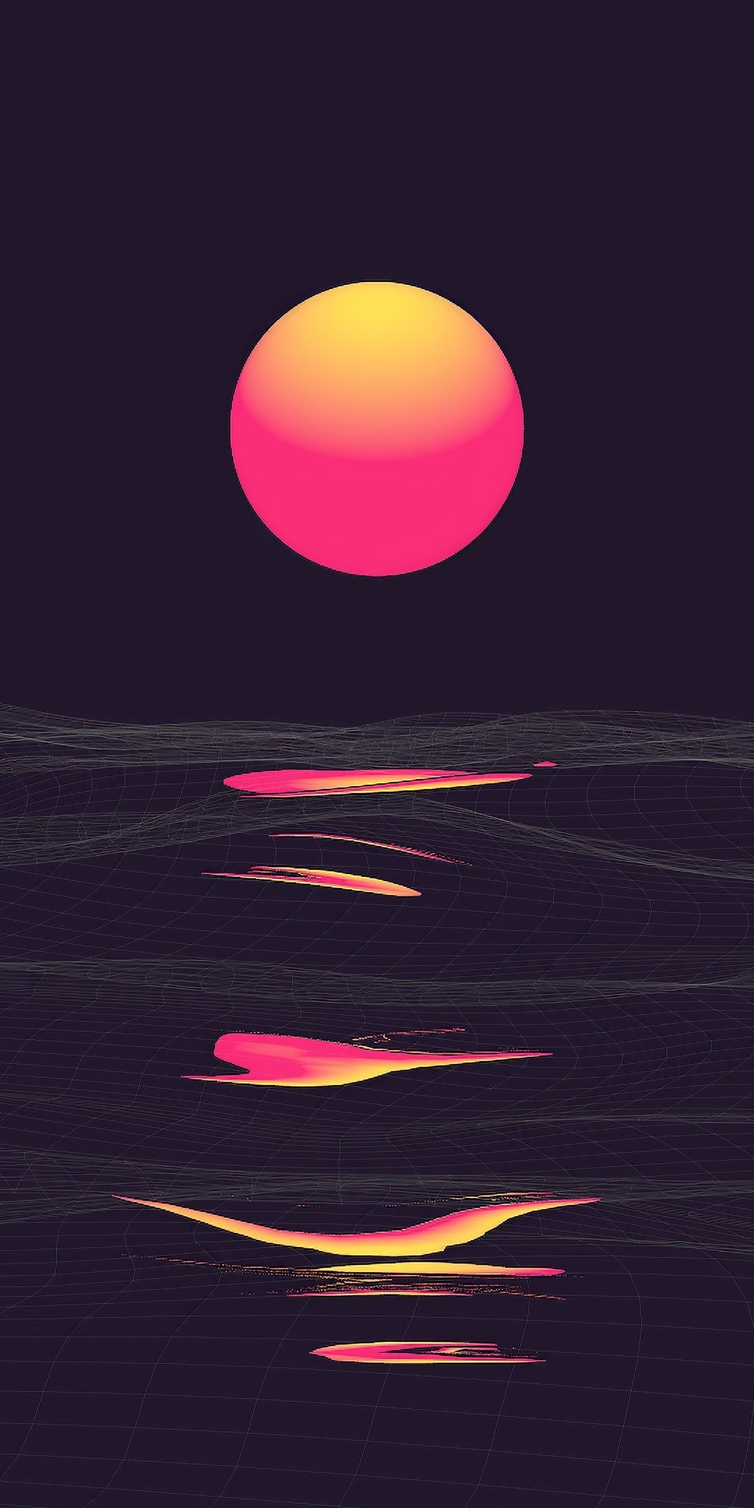 1080x2160 Retrowave, sunrise, reflection, clear sky, dark wallpaper. Vaporwave wallpaper, Dark wallpaper, Phone wallpaper, Phone