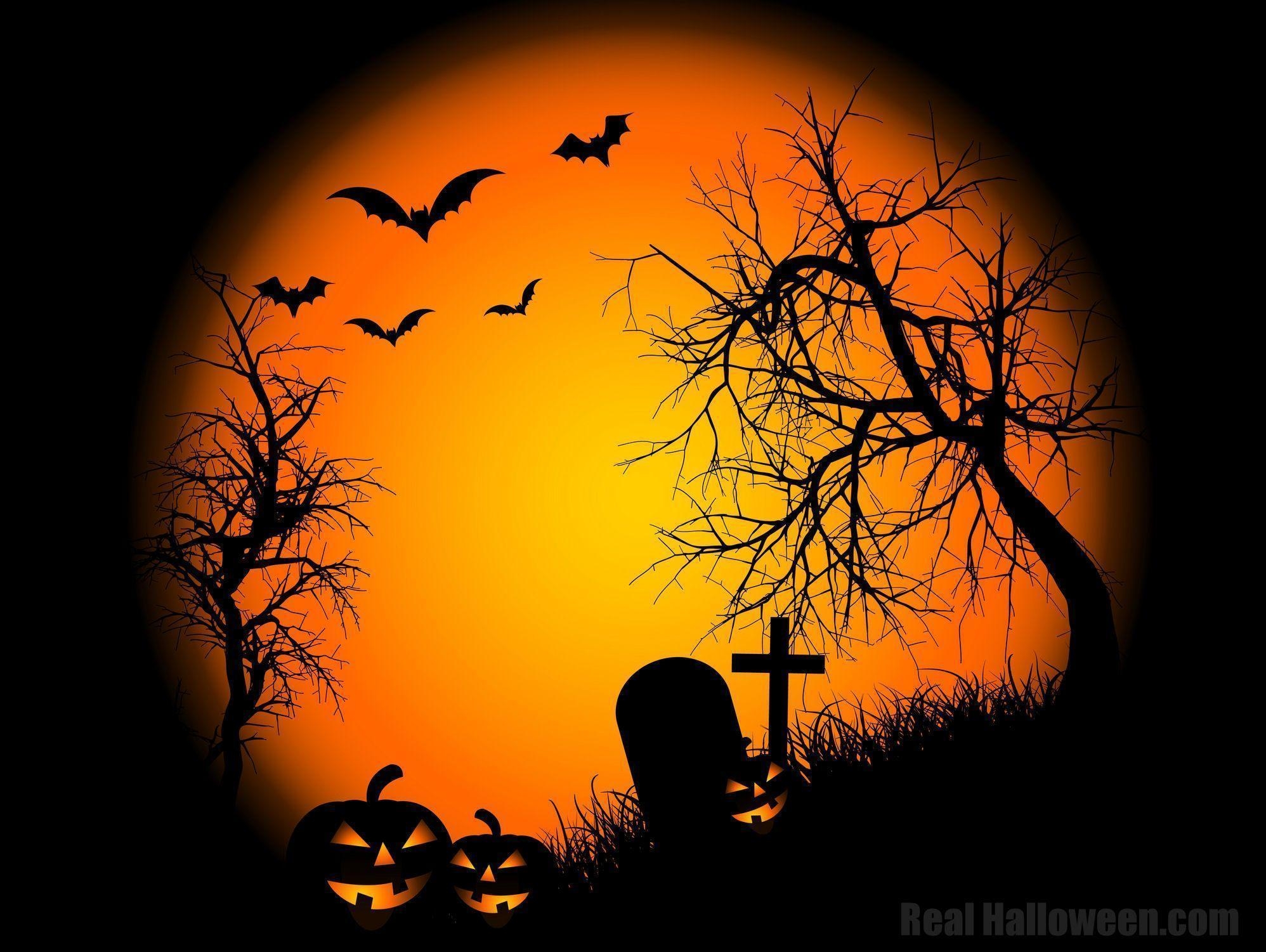 2000x1510 Tombstone Sunset Halloween Wallpaper by HD Wallpaper Daily, Desktop