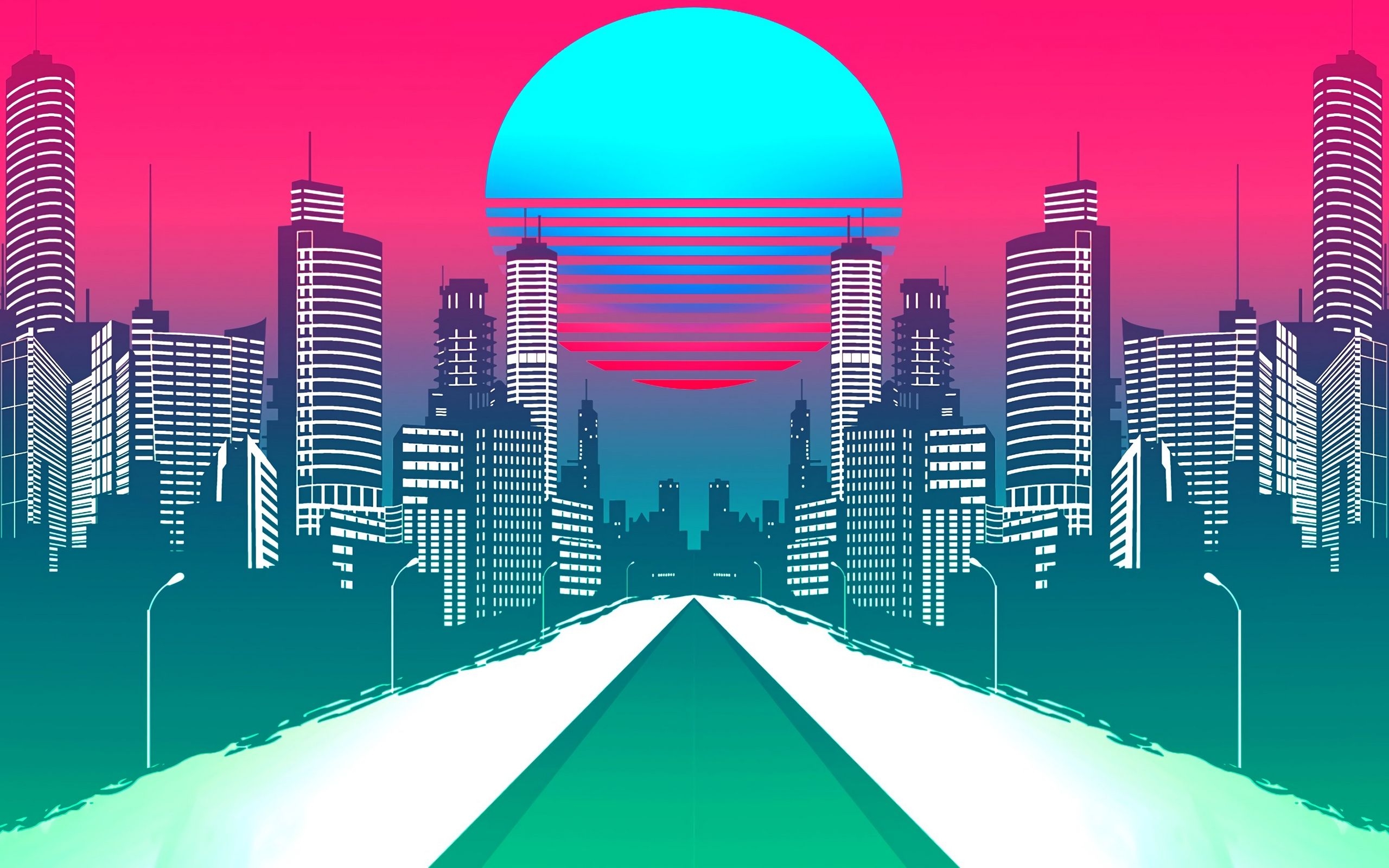 2560x1600 Download wallpaper  city, art, retrowave, synthwave, Desktop