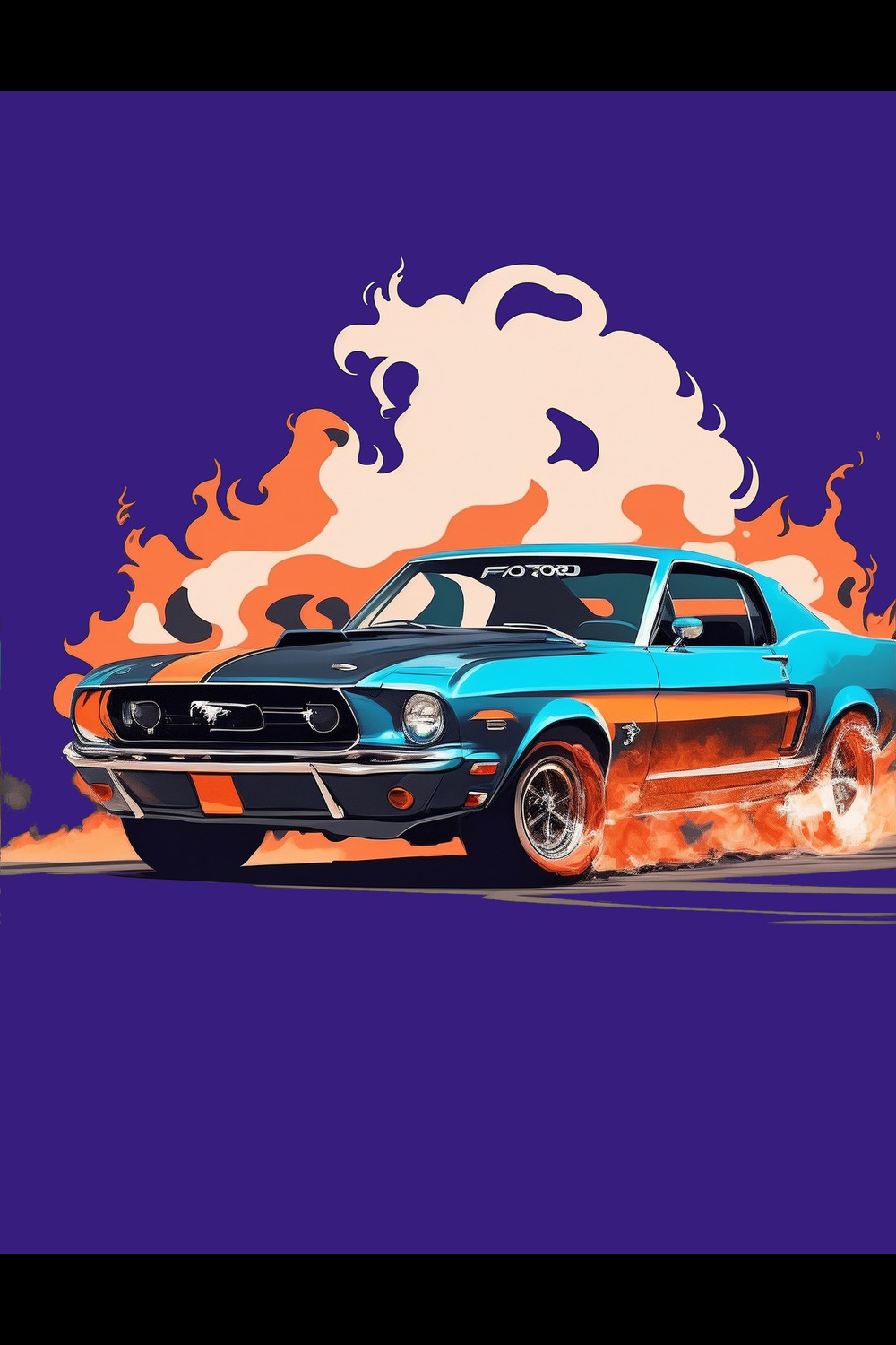 1000x1500 Mustang Burning Its Engine, Phone