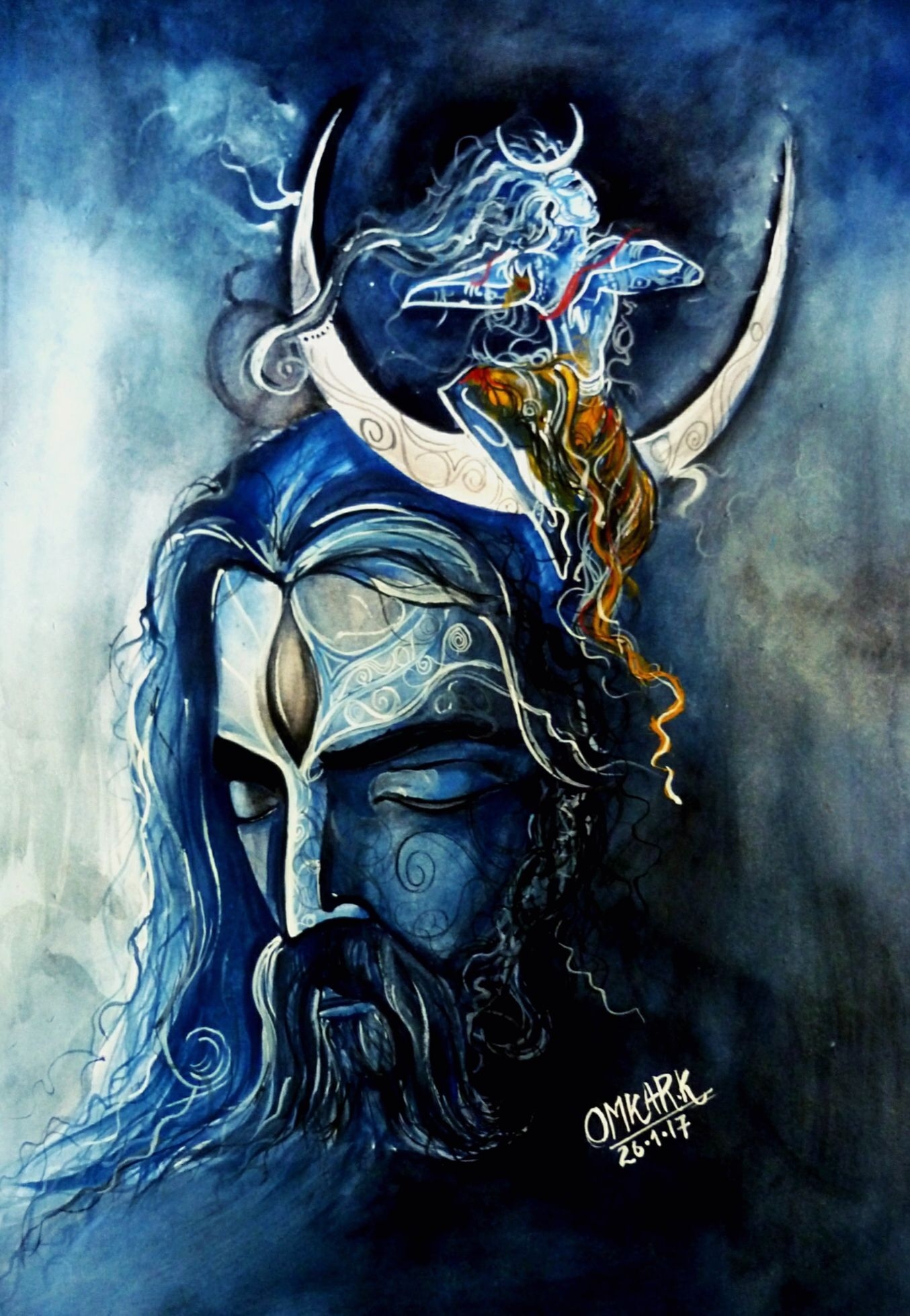 1360x1960 Mahadev painting, god, power. Mahadev HD, Phone