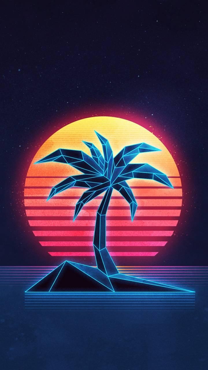 720x1280 Synthwave palm Wallpaper, Phone