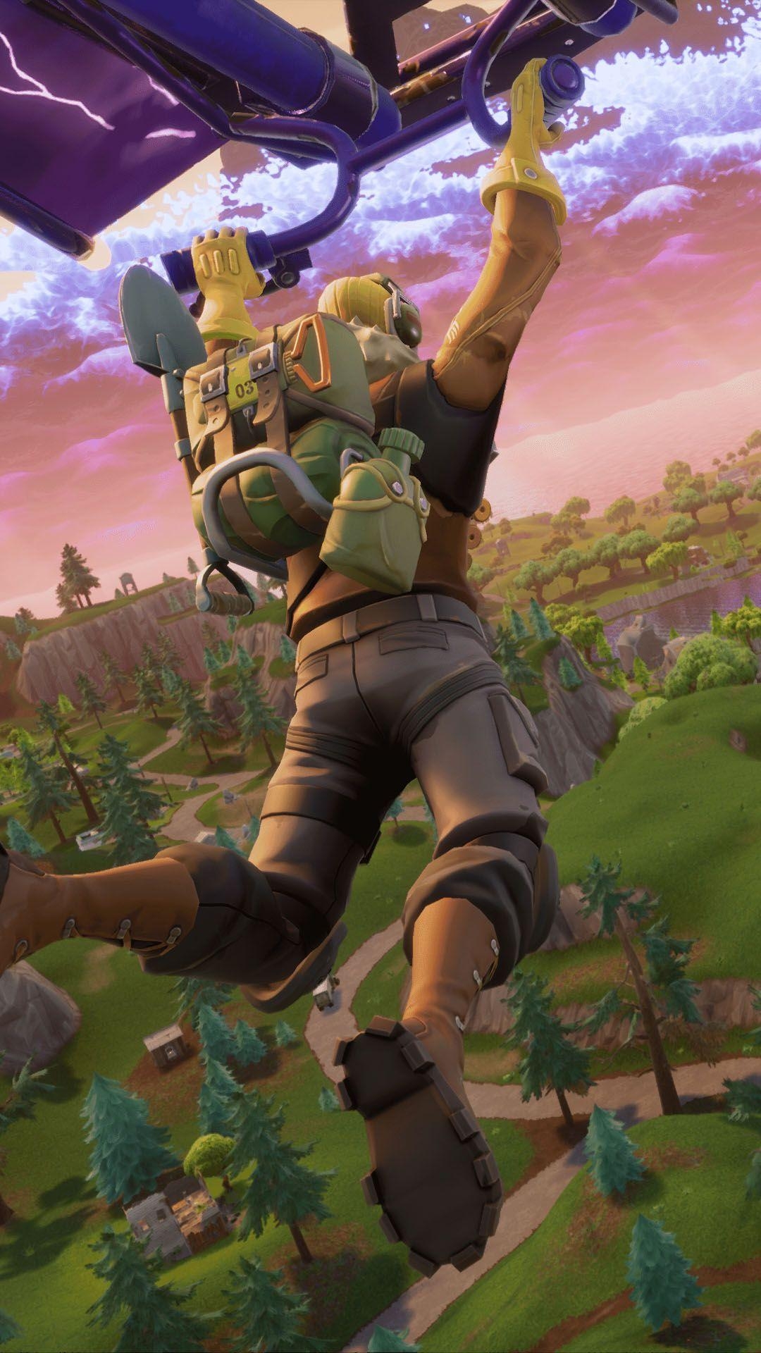 1080x1920 Free download Fortnite Battle Royale Player Flying Fortnite Mobile, Phone