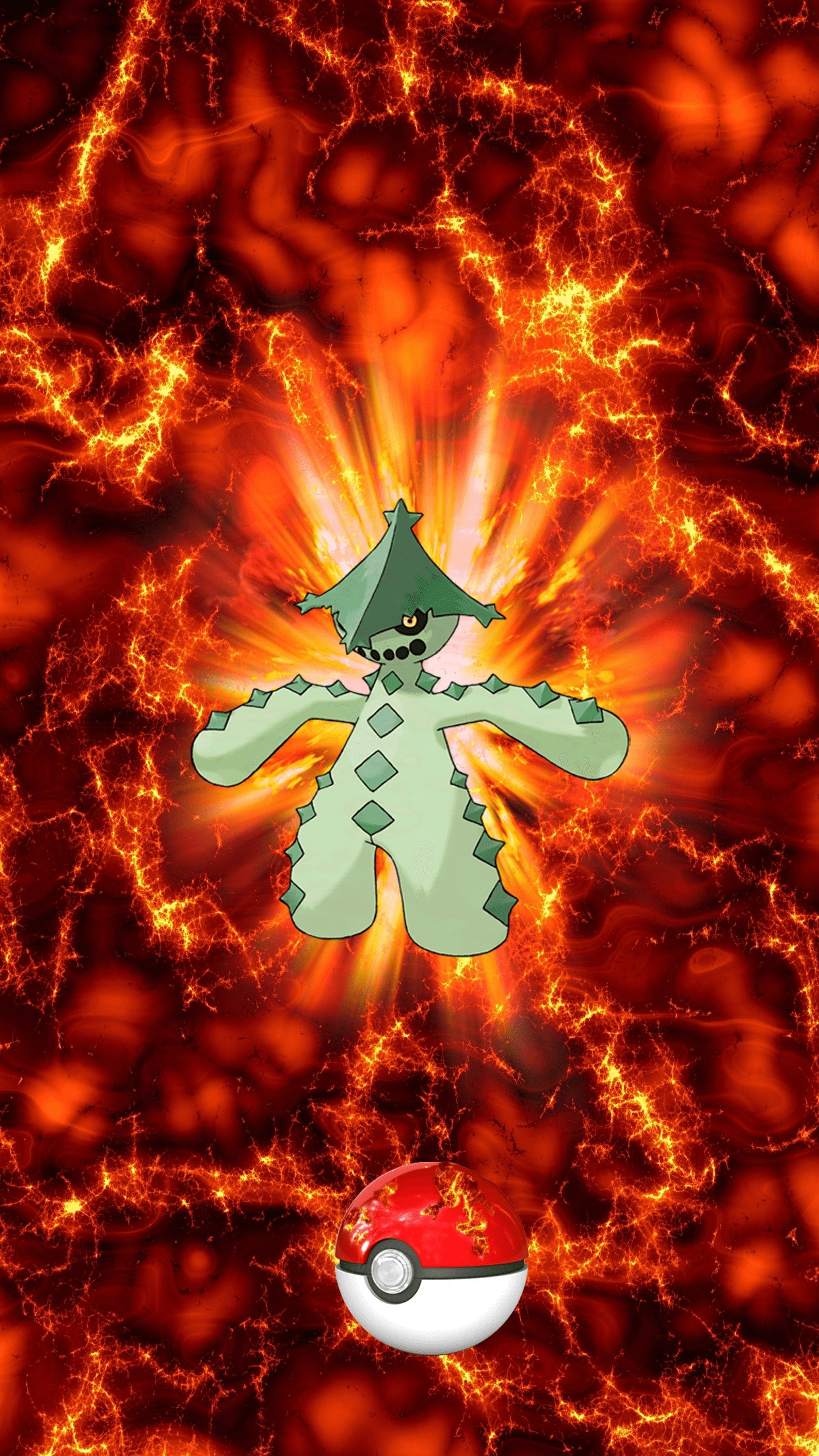 1250x2210 Fire Pokeball Cacturne Noctus 26 Cacnea, Phone