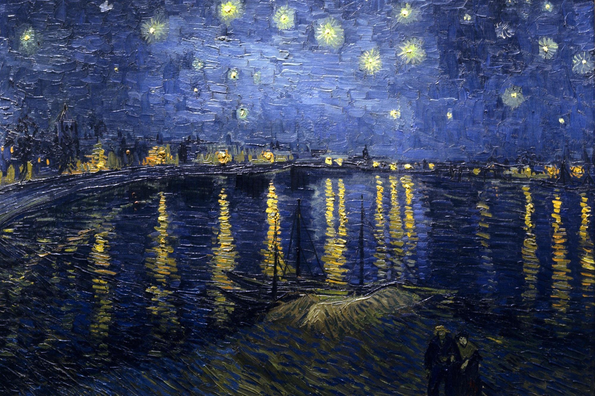 2000x1340 Starry Night Over the Rhone, Van Gogh painting, Desktop