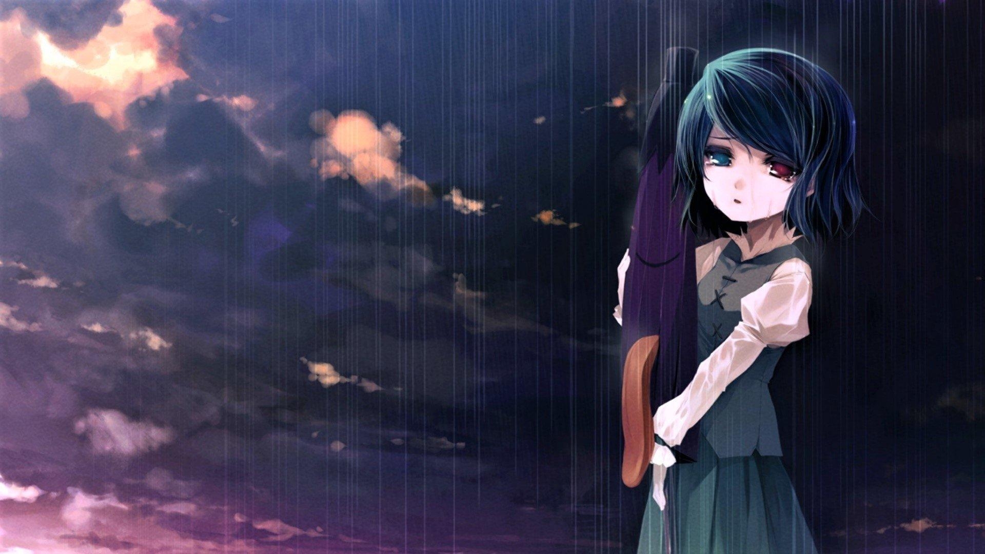 1920x1080 Sad Anime Girl in the Rain HD Wallpaper. Background Image, Desktop