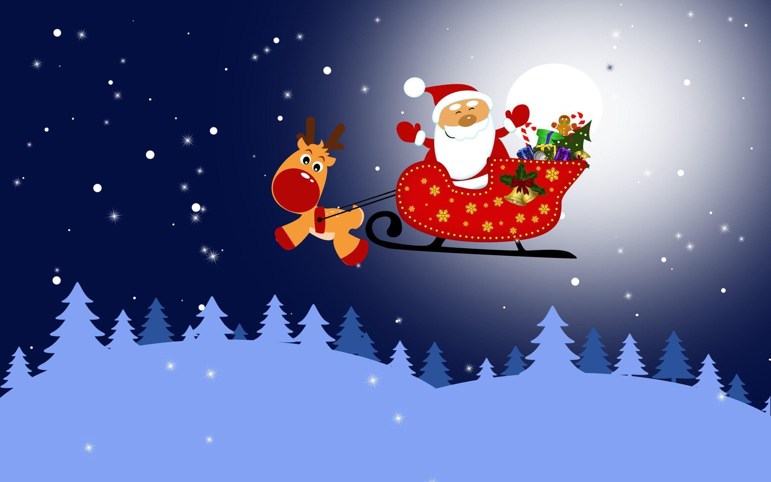 2560x1600 Santa in his sleigh and Rudolph Wallpaper #, Desktop