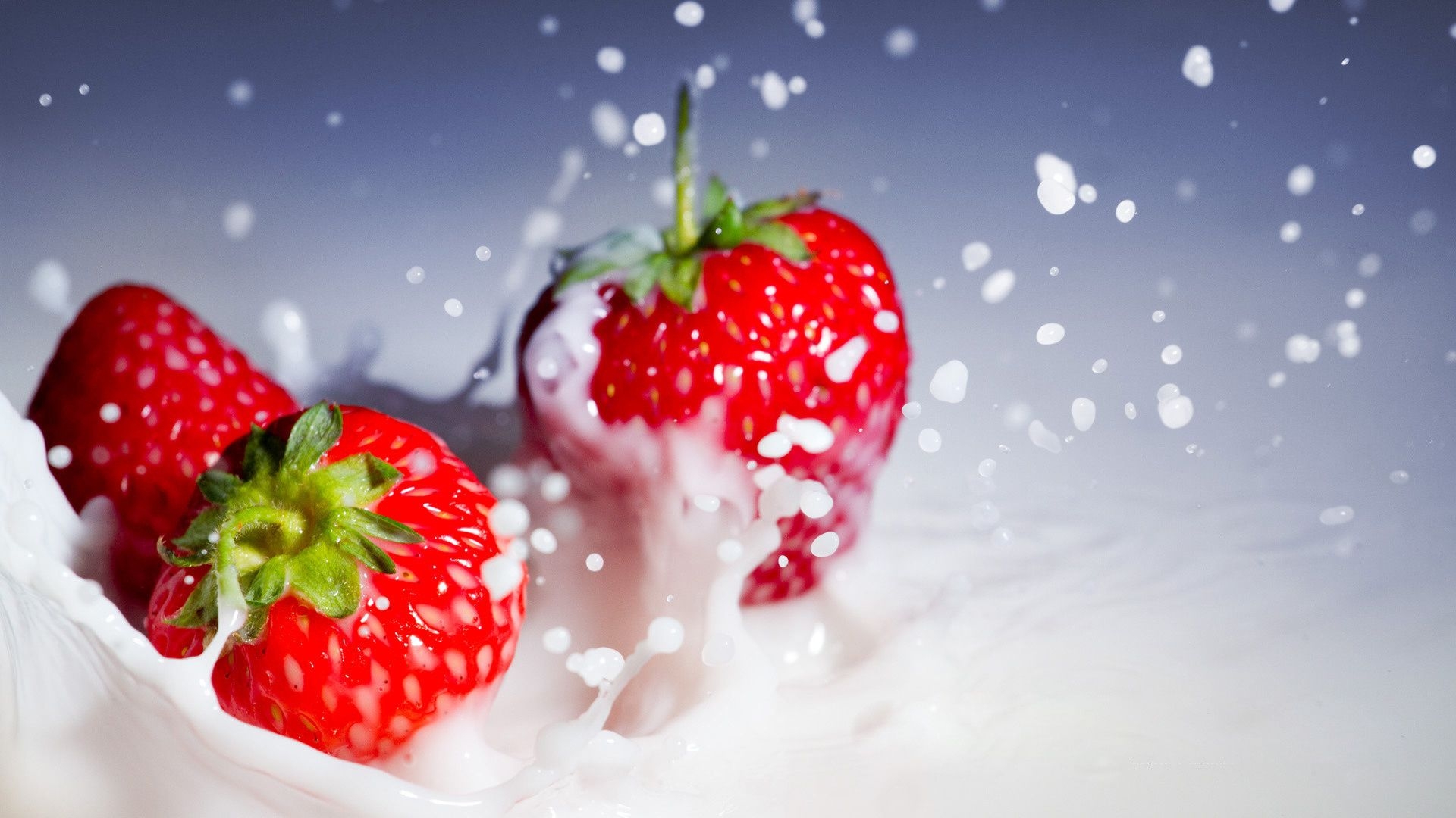 1920x1080 Free download Wallpaper food strawberry berry drops splash milk, Desktop