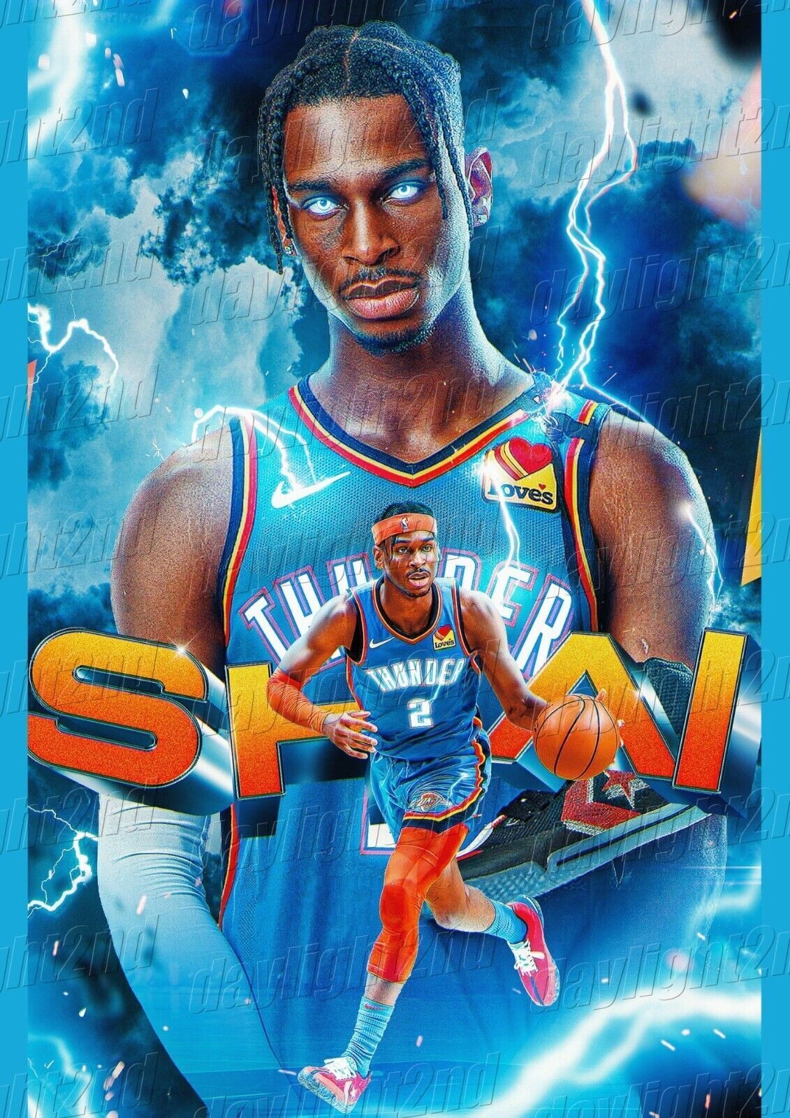 1140x1600 OKC THUNDER NBA Basketball Poster SHAI, Phone