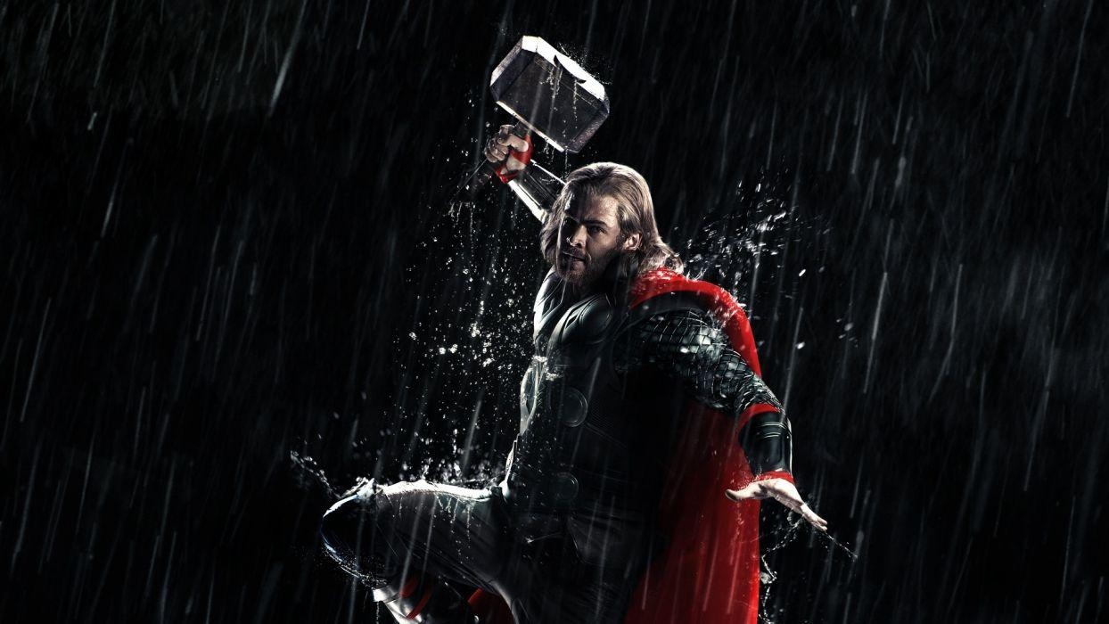 1250x700 Thor Hammer Mjolnir Marvel Chris Hemsworth Rain The Dark World, Desktop