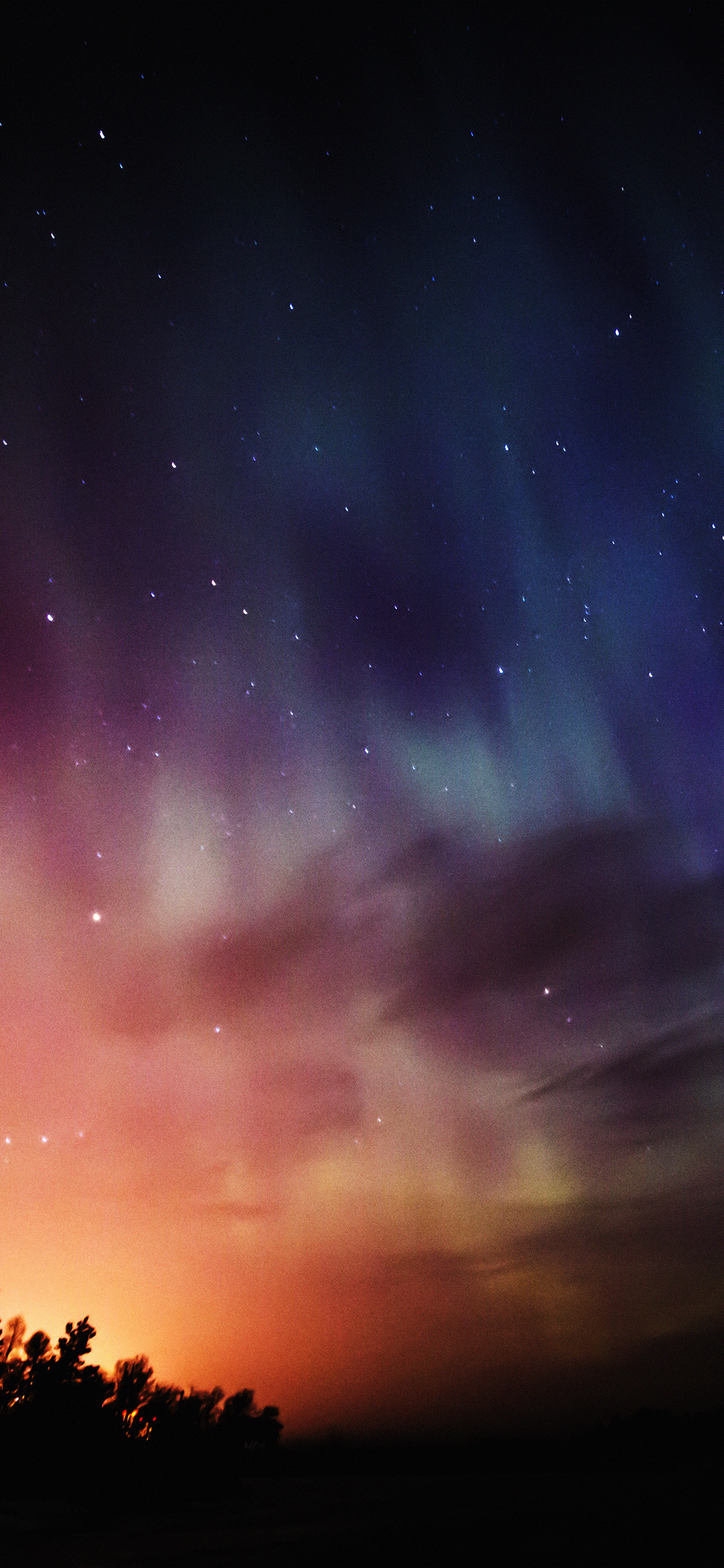 1130x2440 Sky Aurora Night Stars Wonderful, Phone