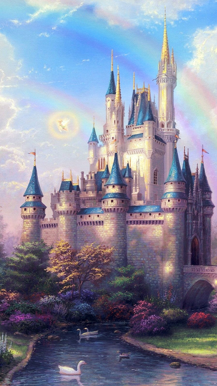 750x1340 Fantasy Castle Illustration Cute Disney Wallpaper, Phone