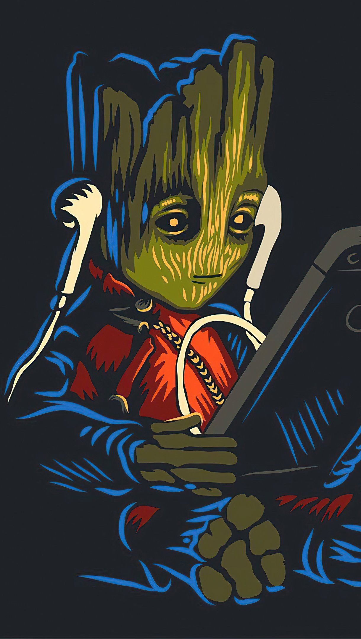 1220x2160 Baby Groot listening to music Wallpaper 4k Ultra HD, Phone